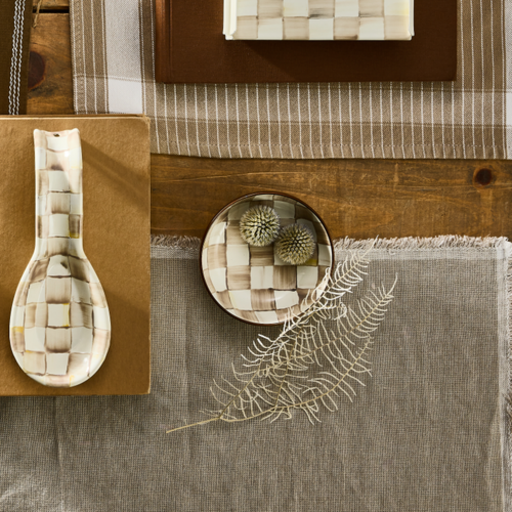 MacKenzie-Childs mocha check relish dish