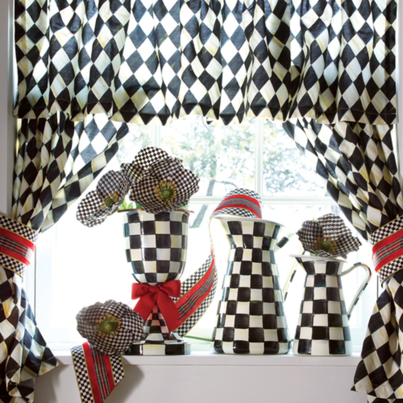 MacKenzie-Childs courtly check medium practical pitcher