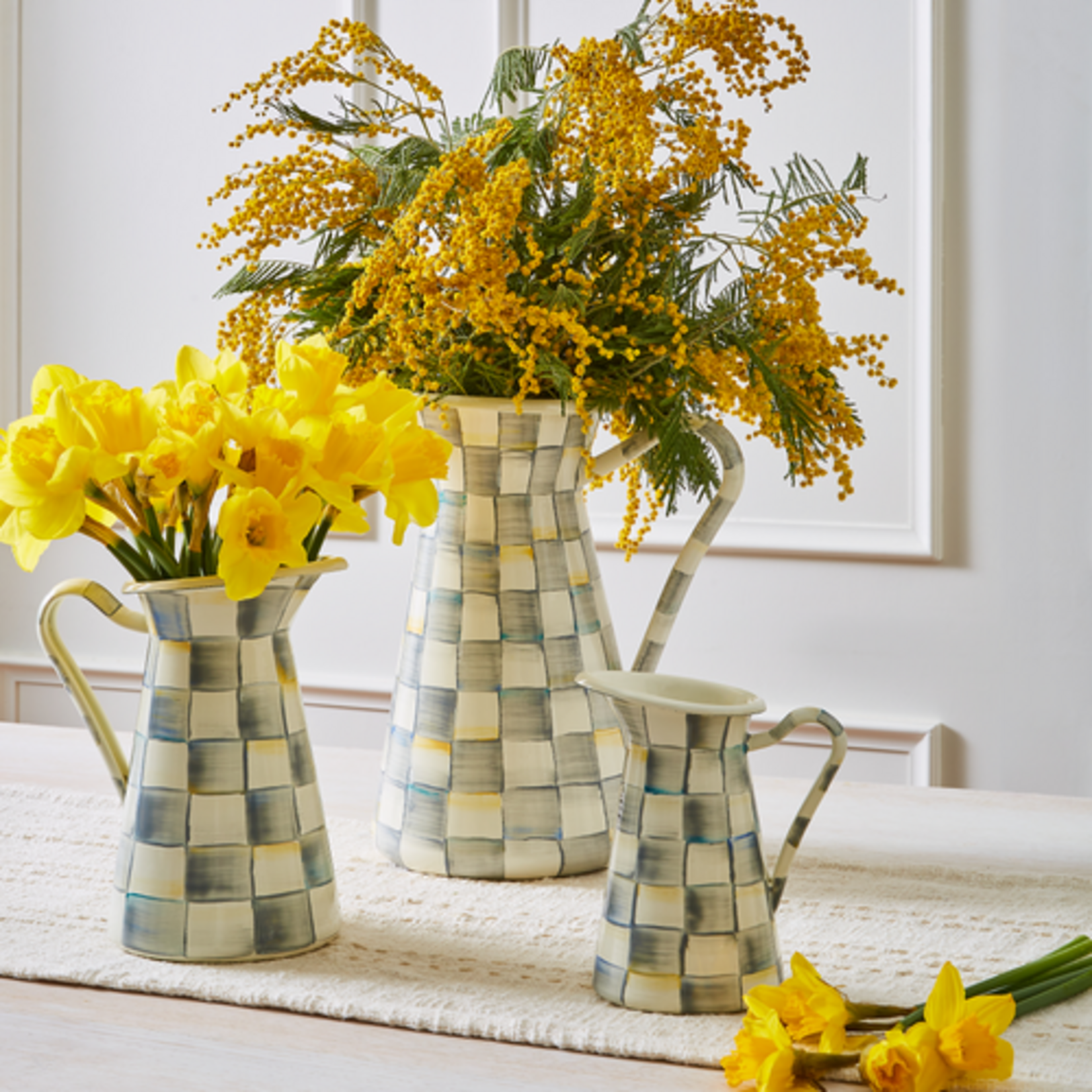 MacKenzie-Childs sterling check medium practical pitcher