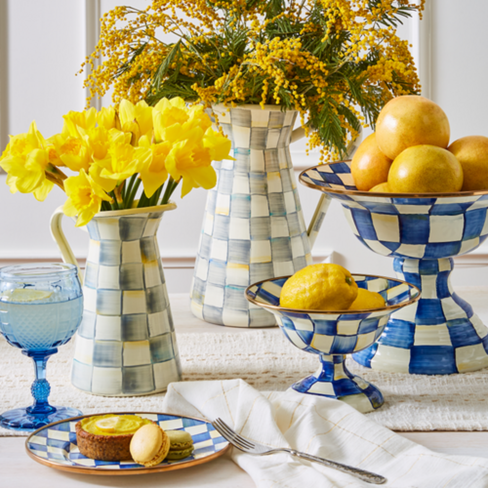 MacKenzie-Childs sterling check medium practical pitcher