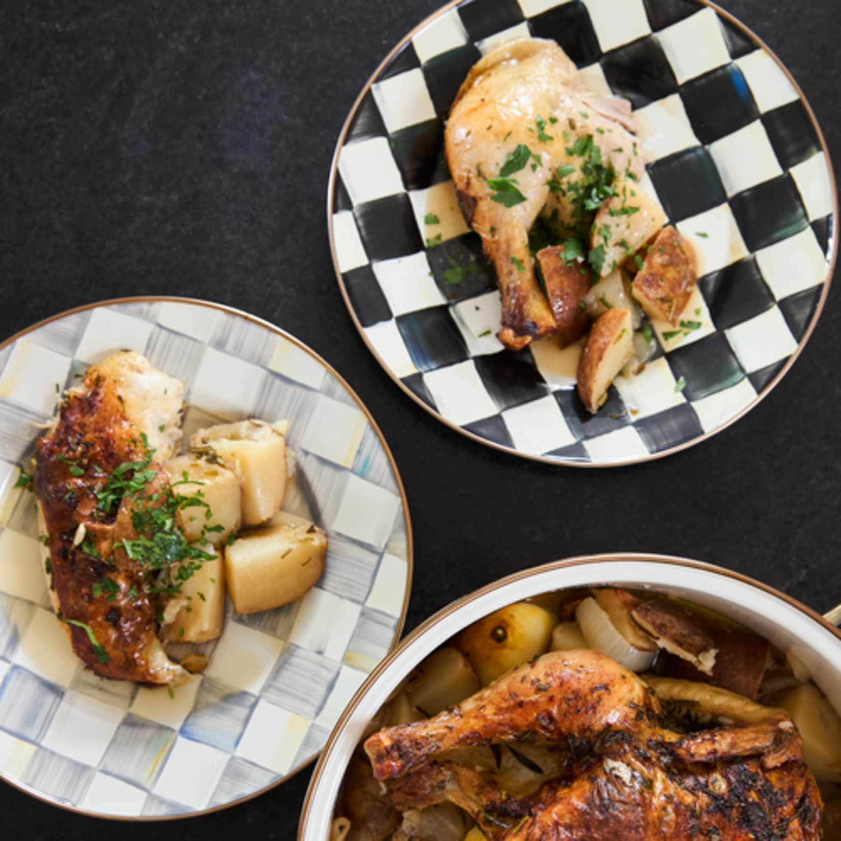 MacKenzie-Childs sterling check dinner plate