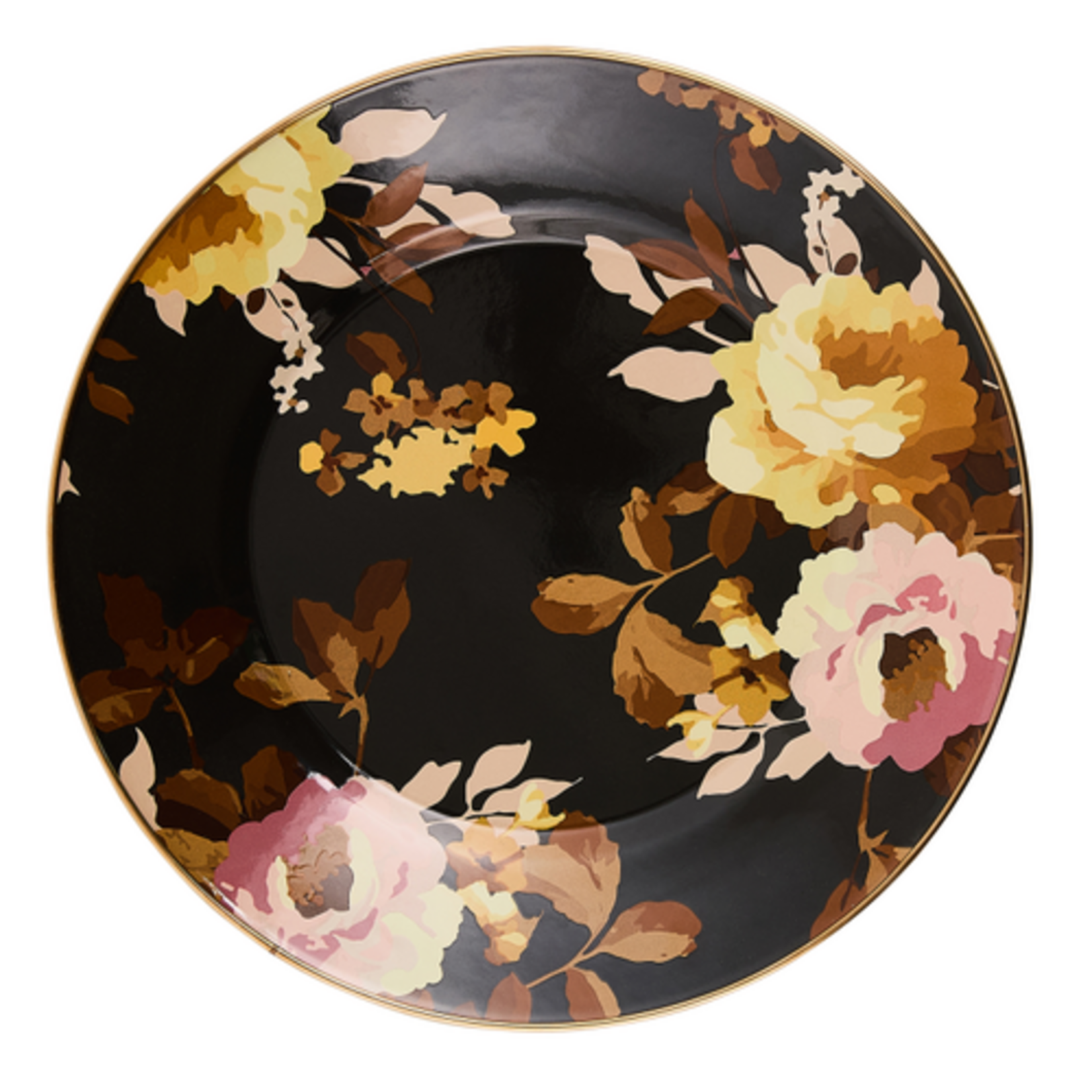 MacKenzie-Childs wild rose brown dinner plate