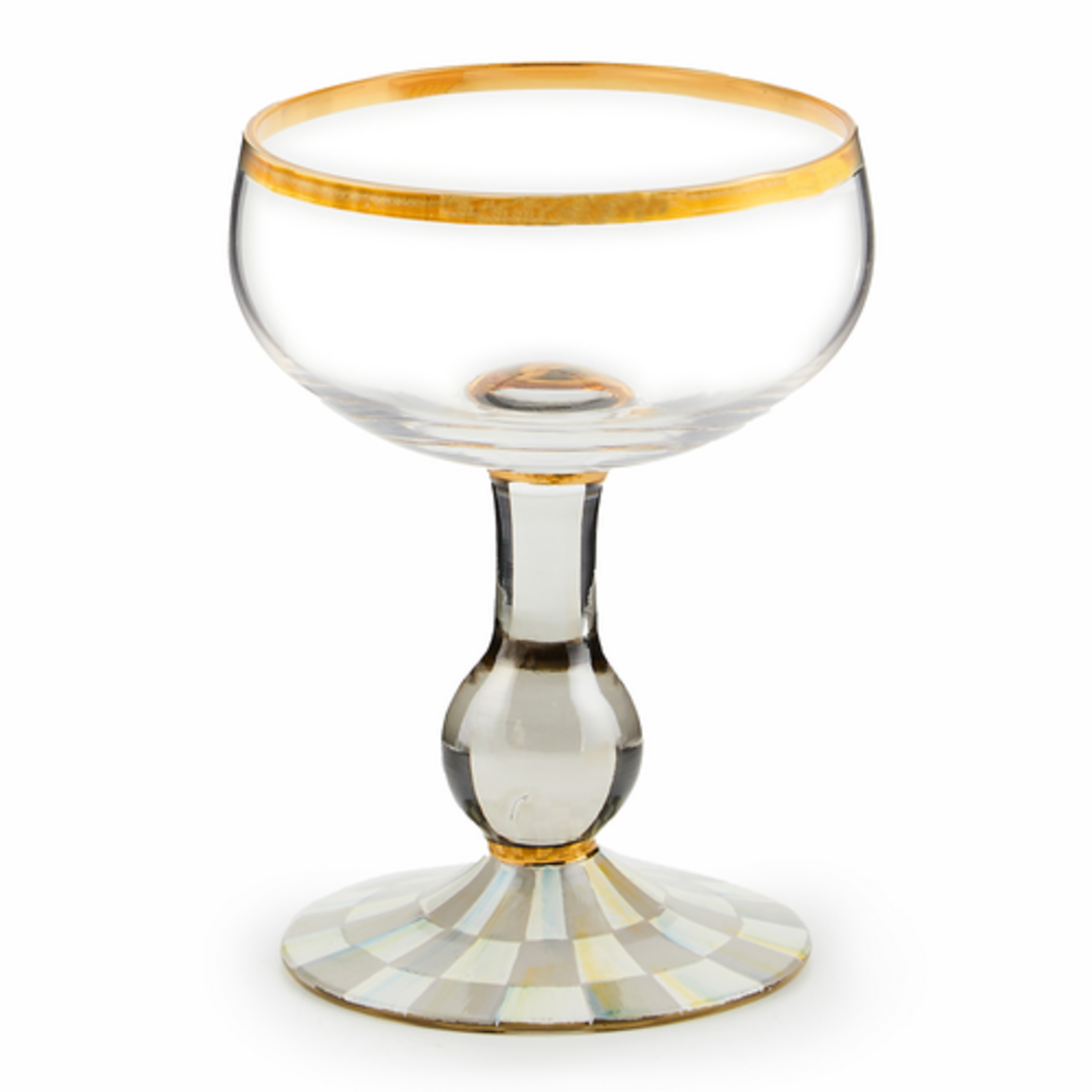 MacKenzie-Childs sterling check coupe glass