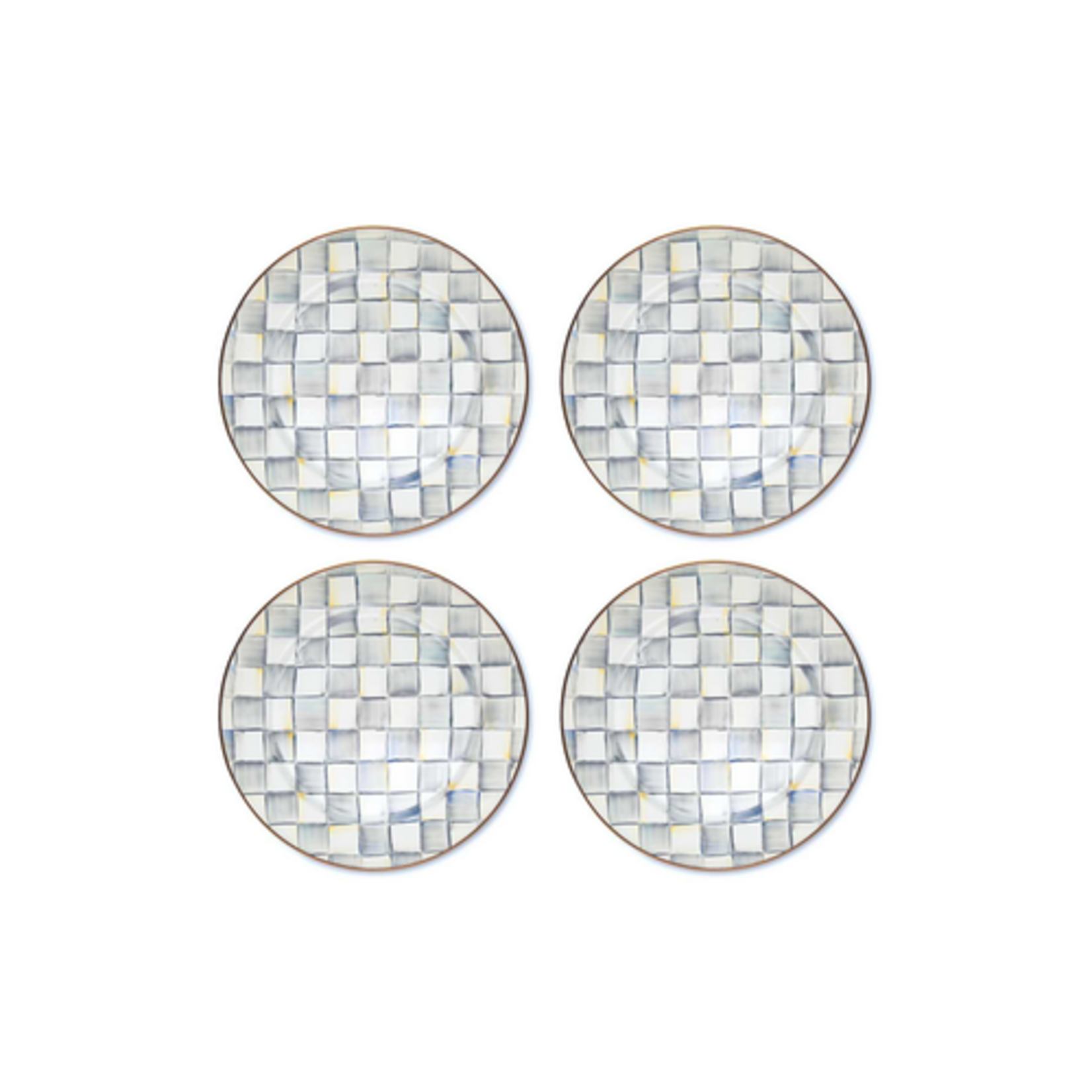 MacKenzie-Childs sterling check chargers, set of 4