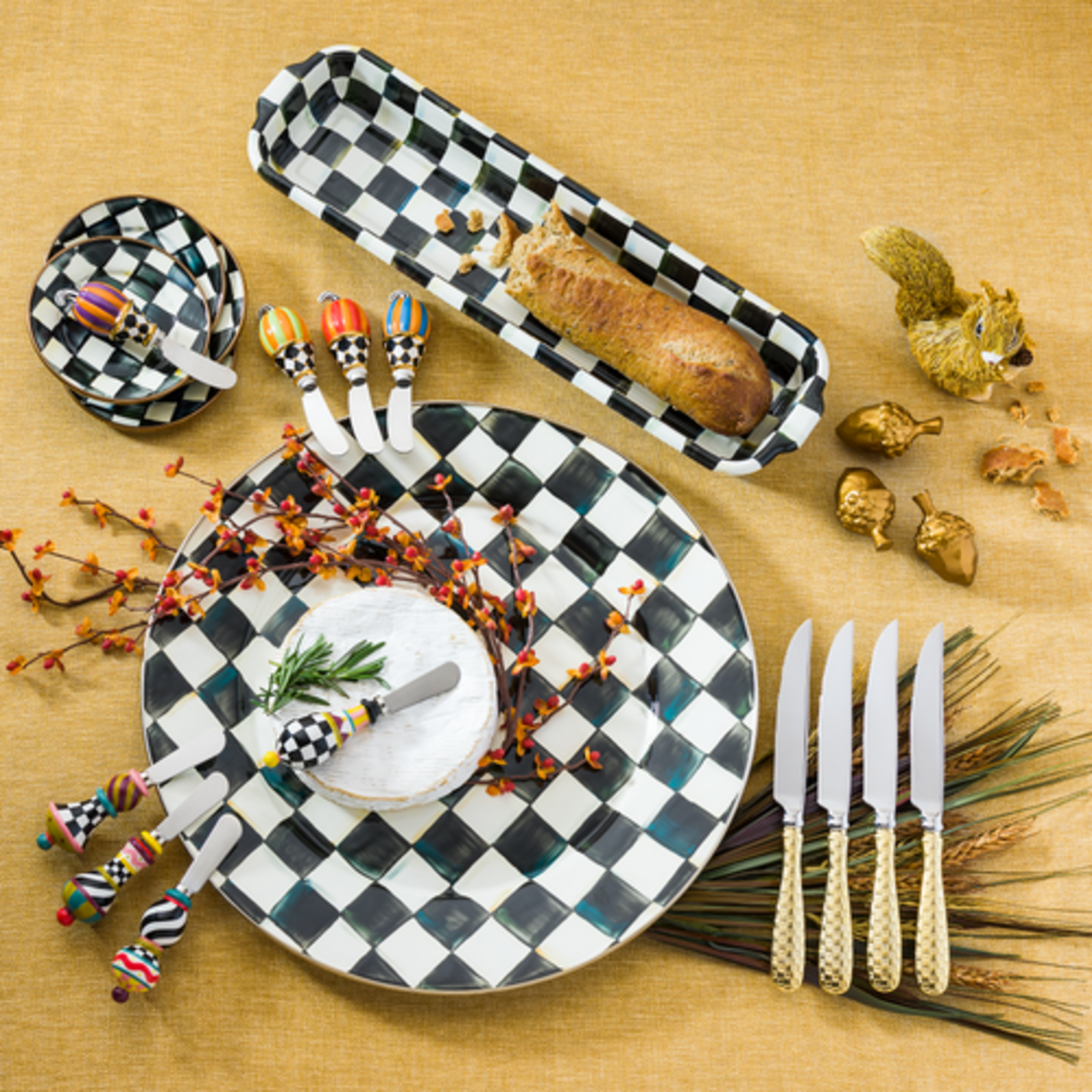 MacKenzie-Childs courtly check appetizer plates, set of 4