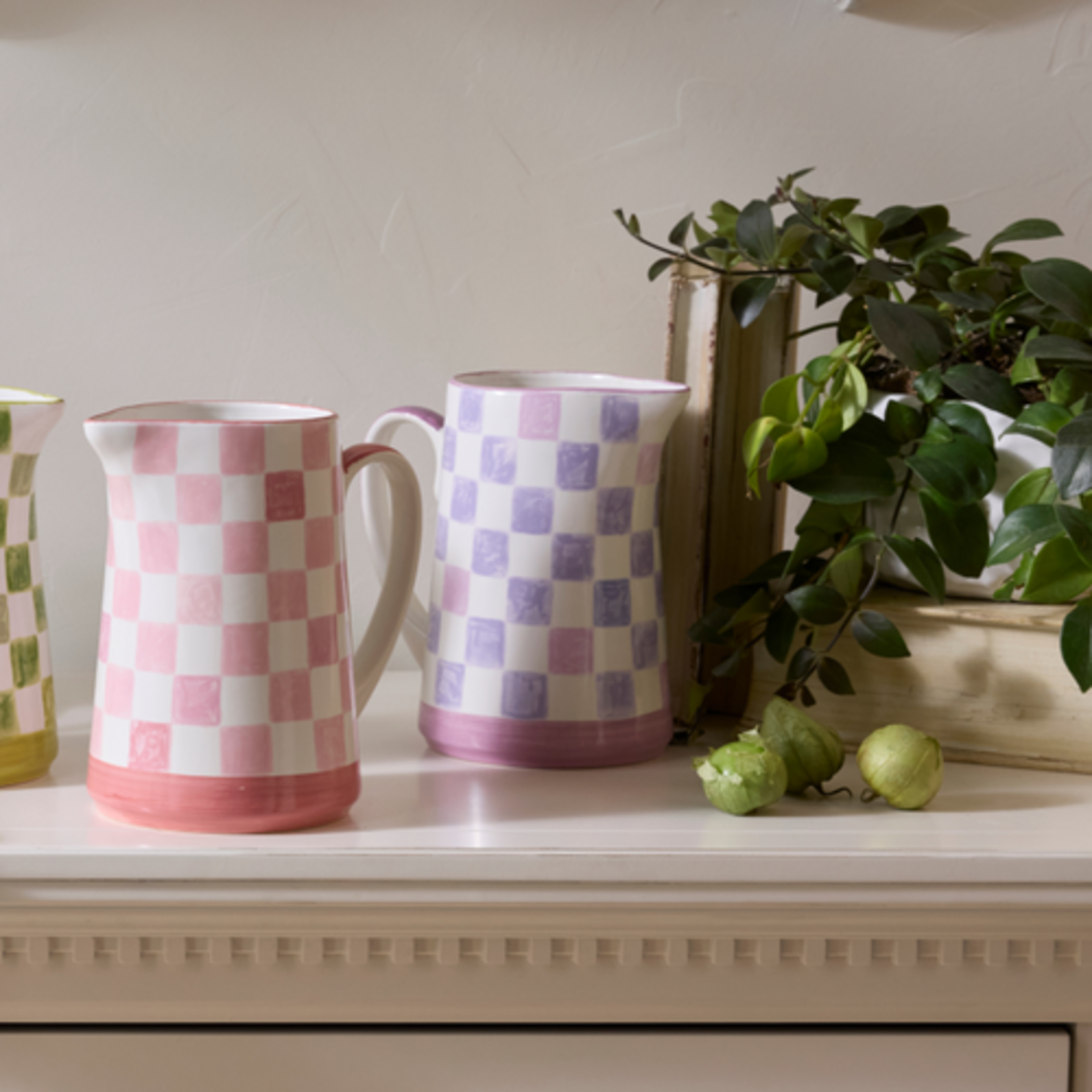 MacKenzie-Childs lilac check pitcher