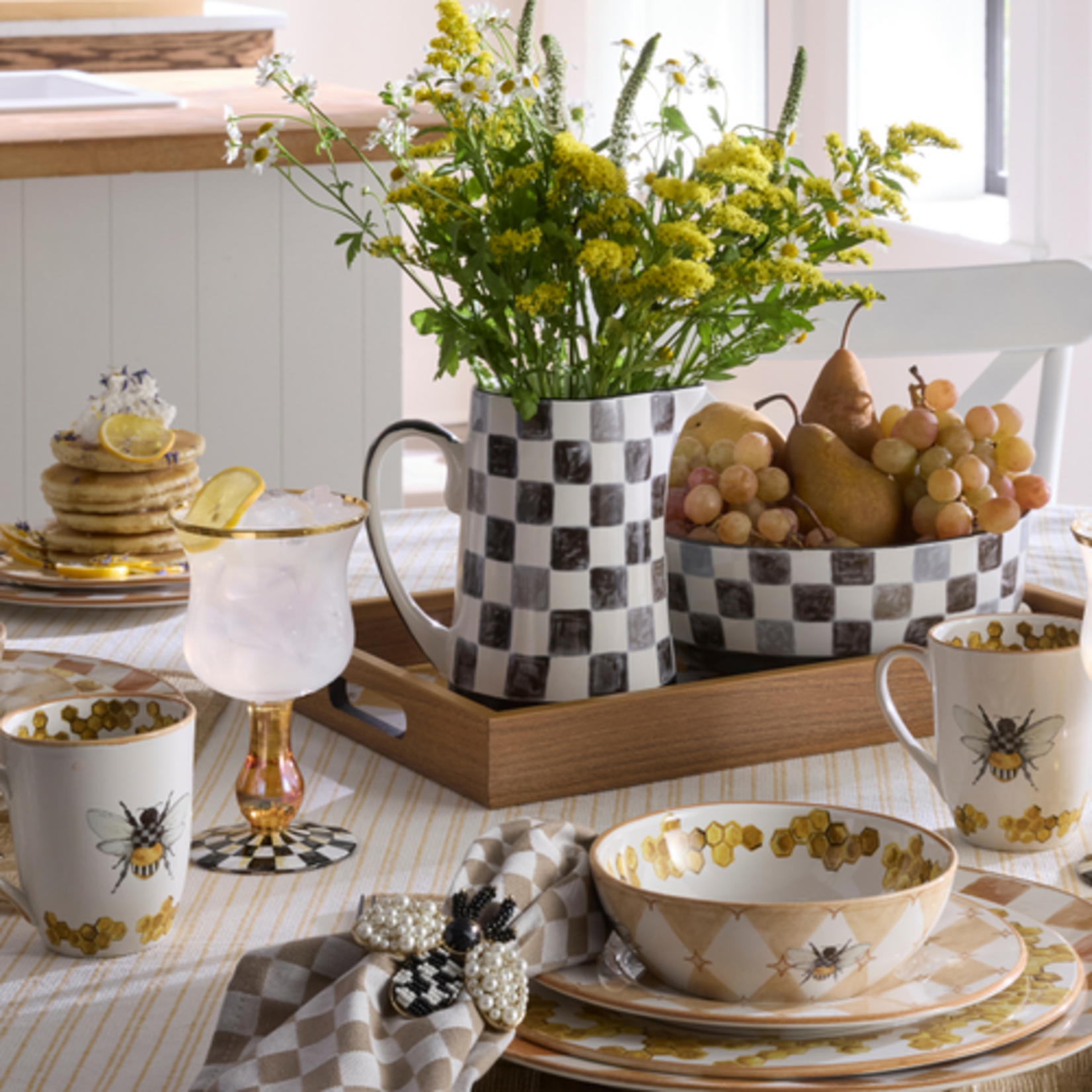 MacKenzie-Childs black check pitcher