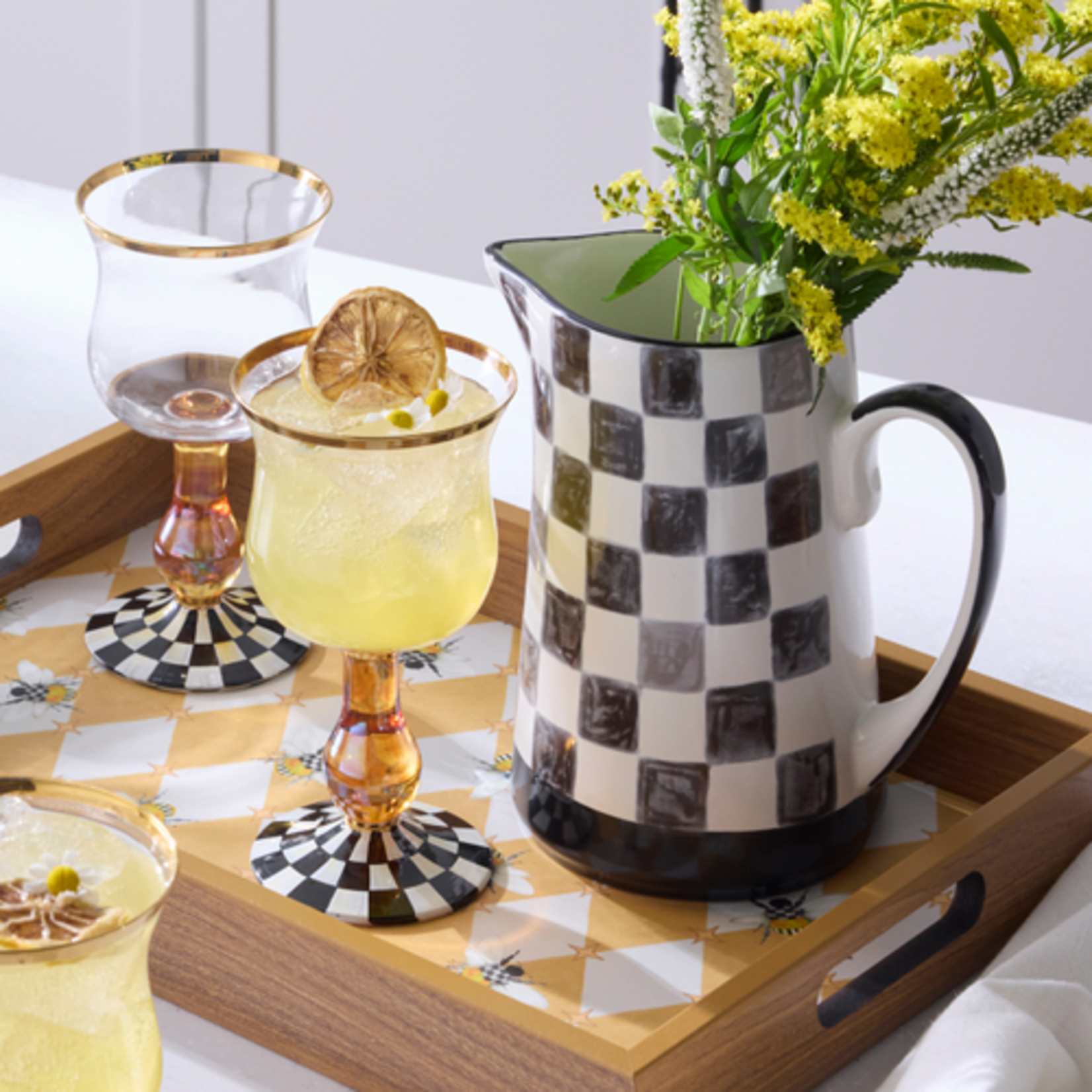 MacKenzie-Childs black check pitcher