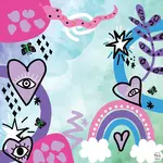 Bespoke Mahjong Lucky Charms Watercolor Whimsy Mahjong Mat w/ Tube