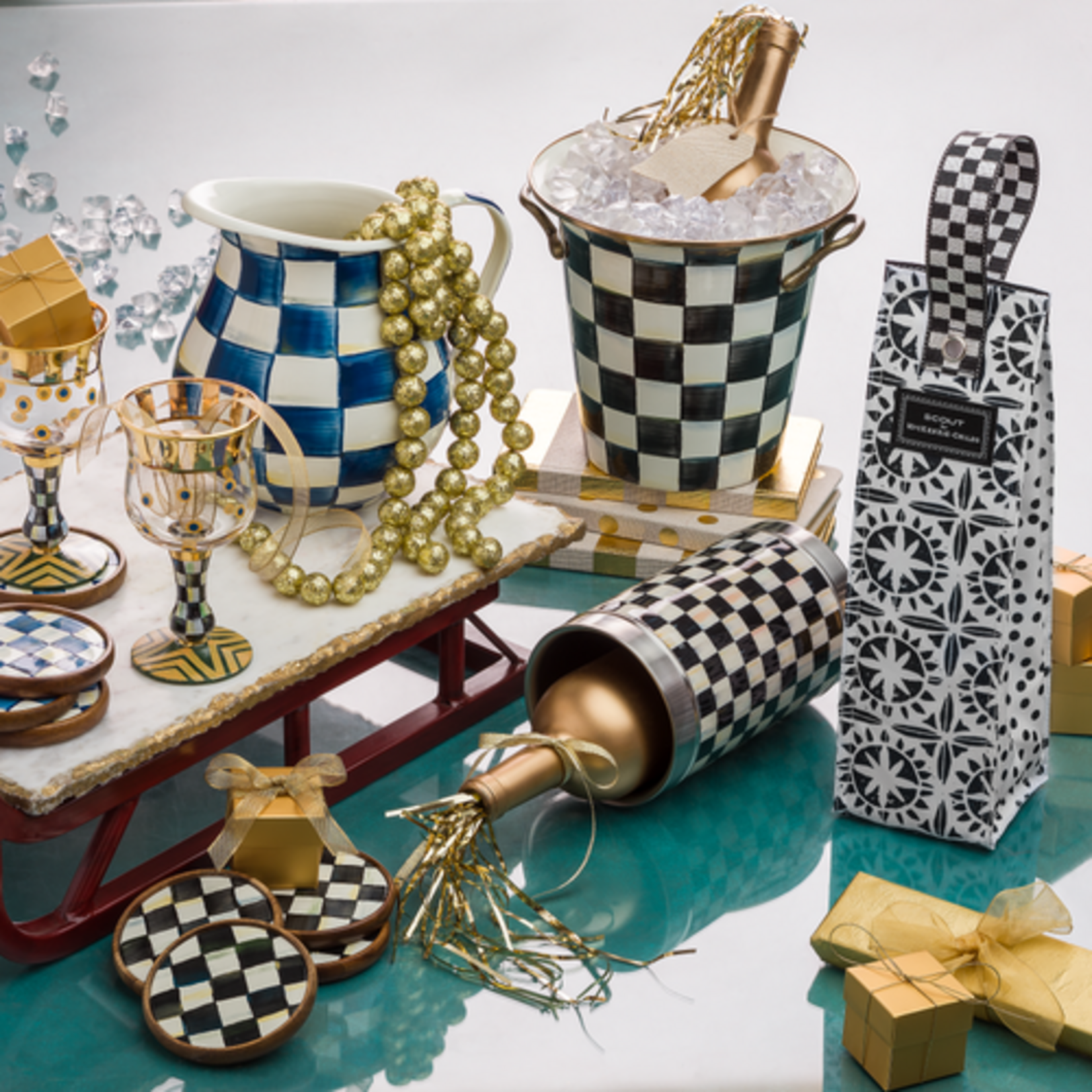 MacKenzie-Childs royal check pitcher