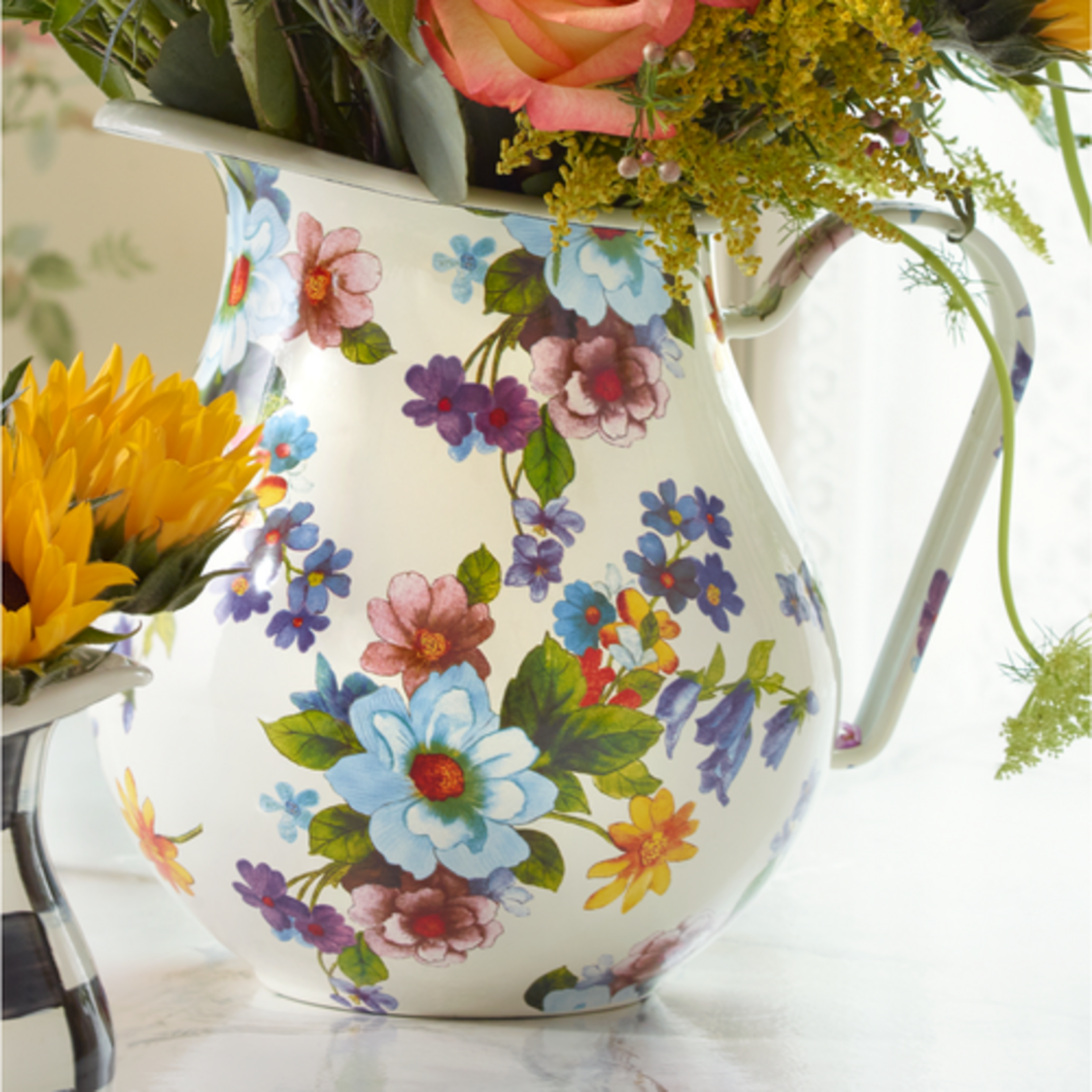 MacKenzie-Childs white flower market pitcher