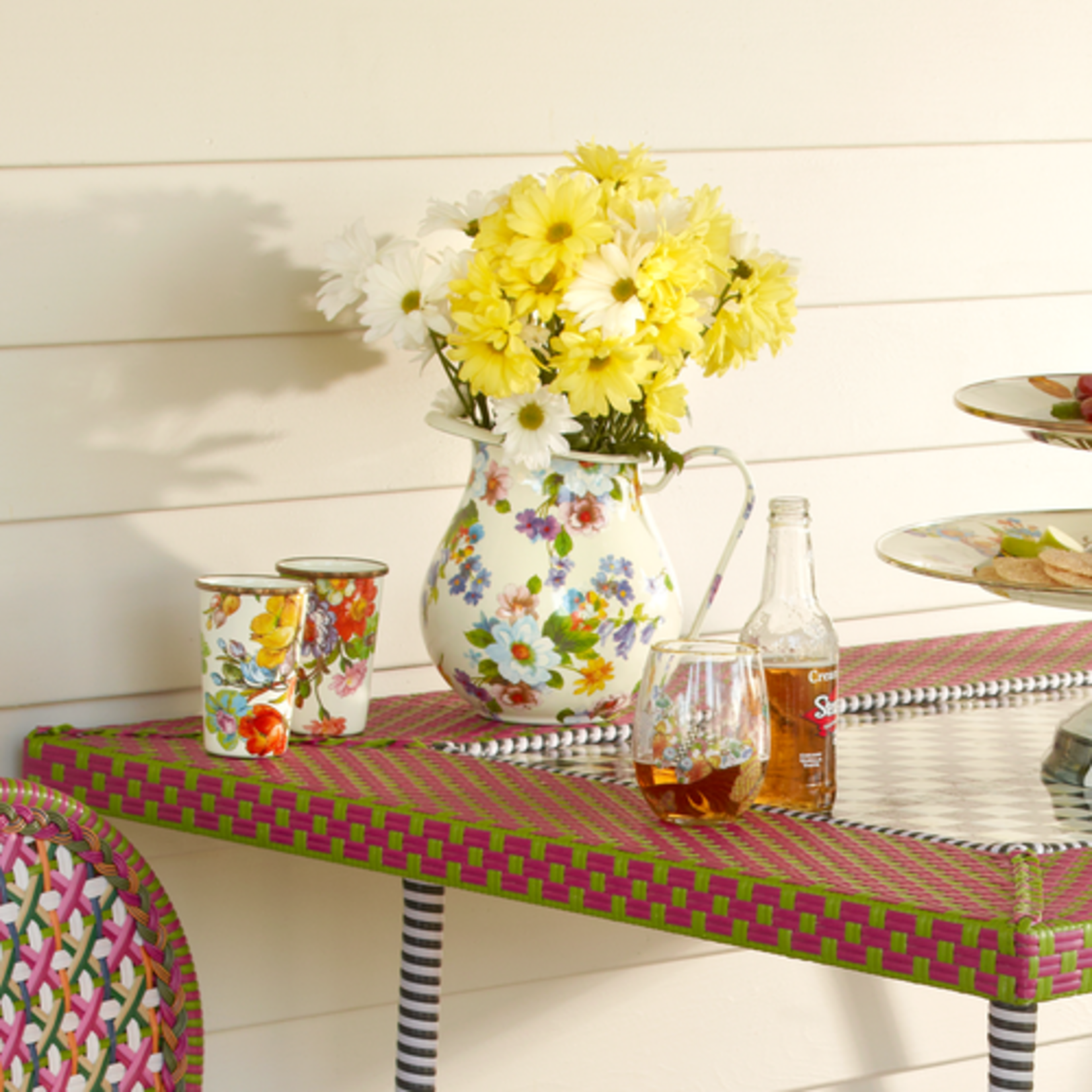 MacKenzie-Childs white flower market pitcher