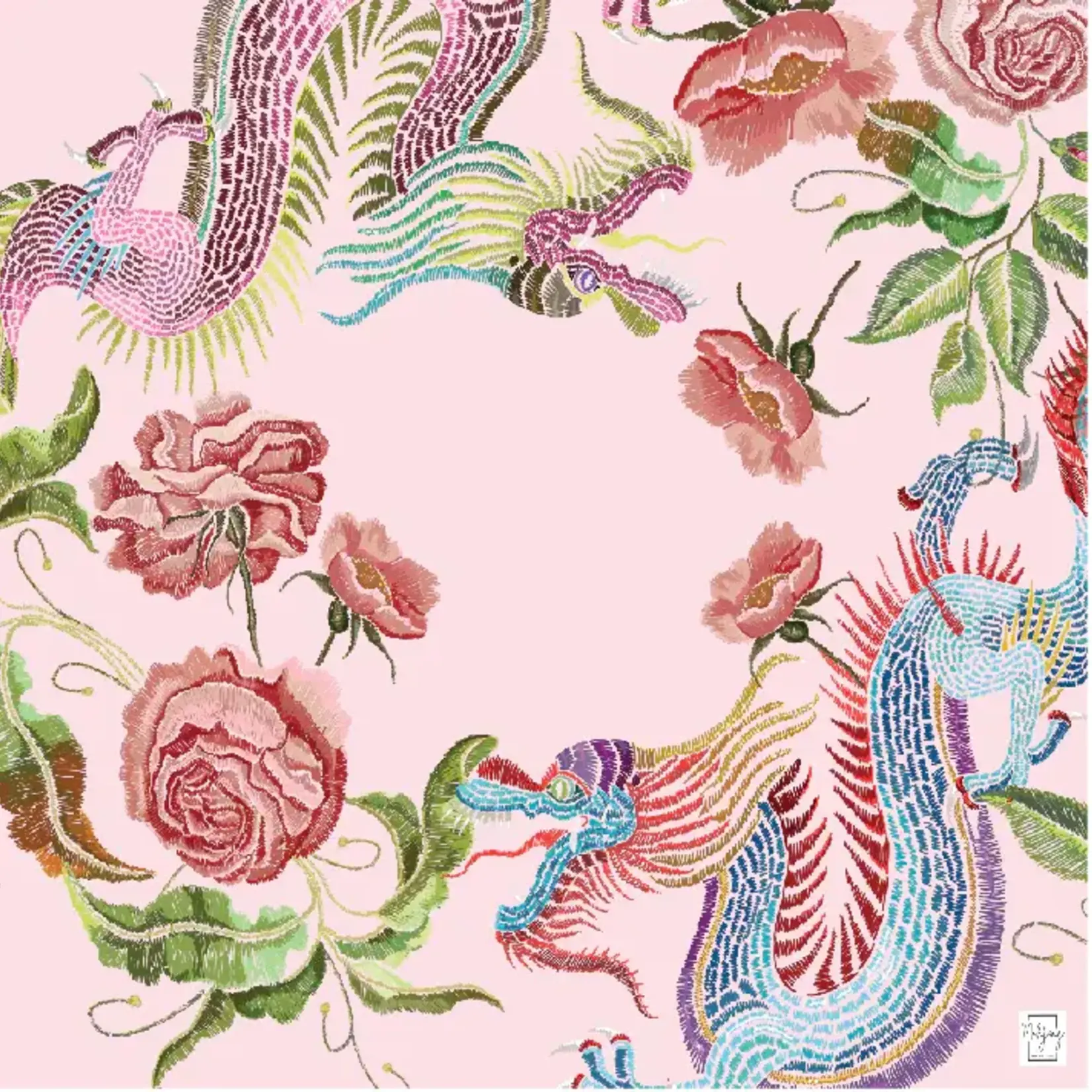 Bespoke Mahjong YEAR OF THE DRAGON MAT - PINK BLUSH w/ Tube