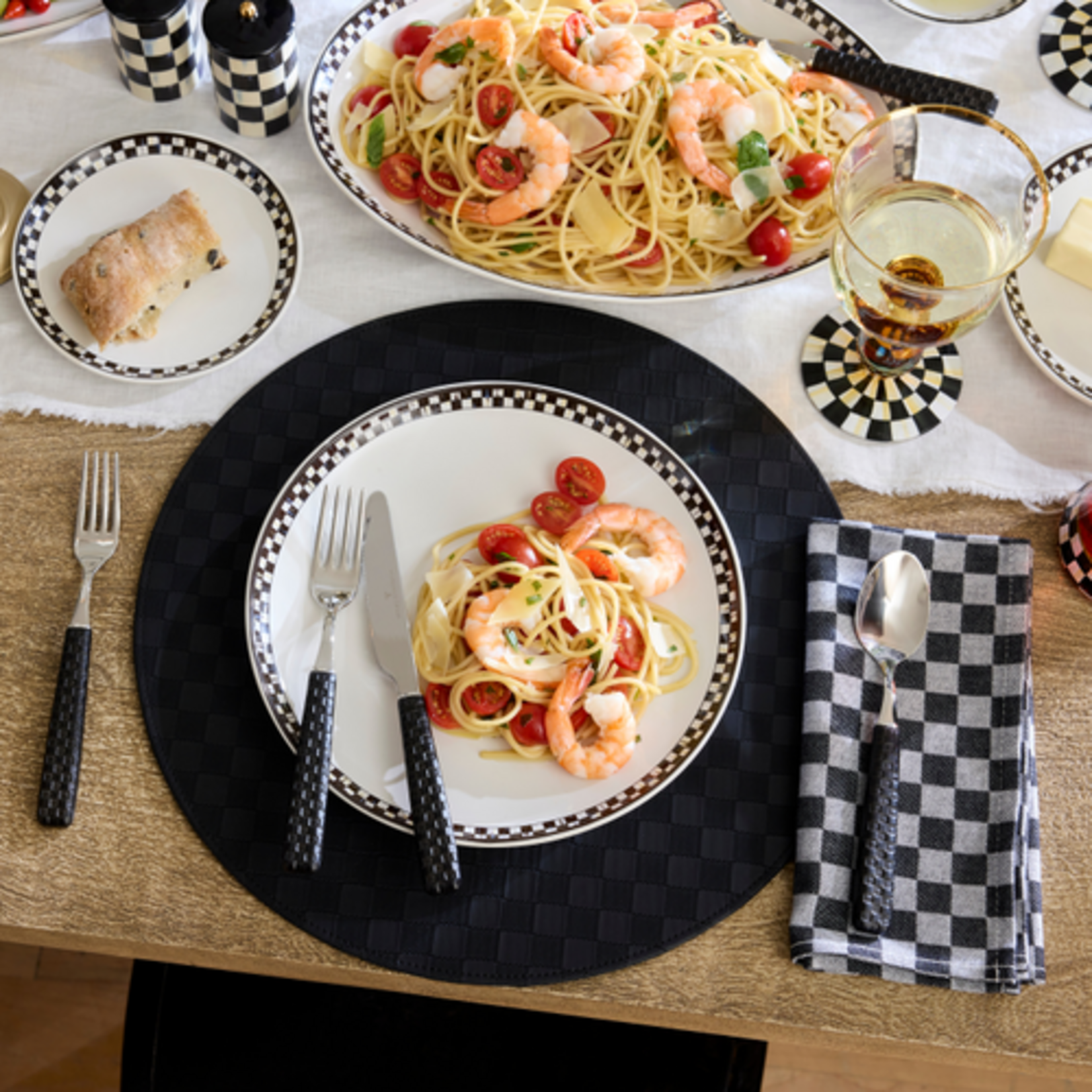 MacKenzie-Childs black check napkin, set of 4