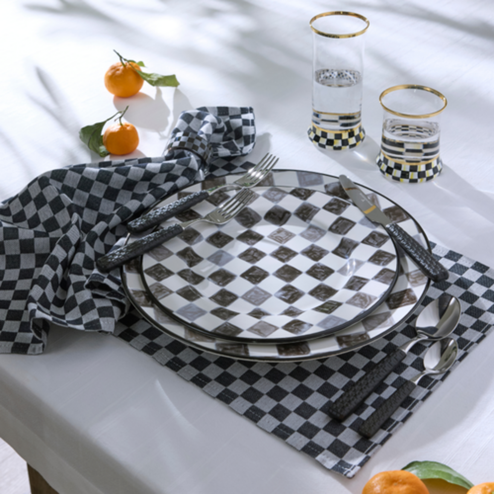 MacKenzie-Childs black check napkin, set of 4