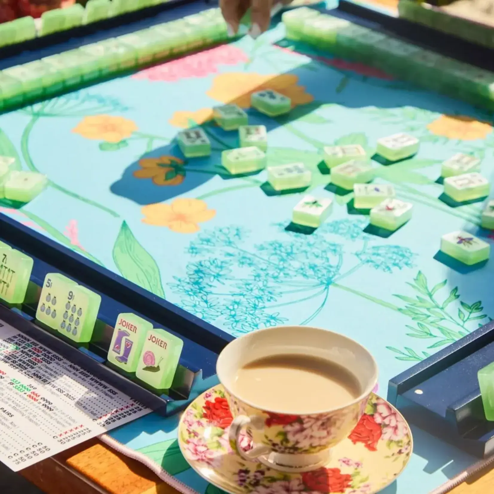 Bespoke Mahjong GARDEN GLOW MAT - TURQUOISE no tube