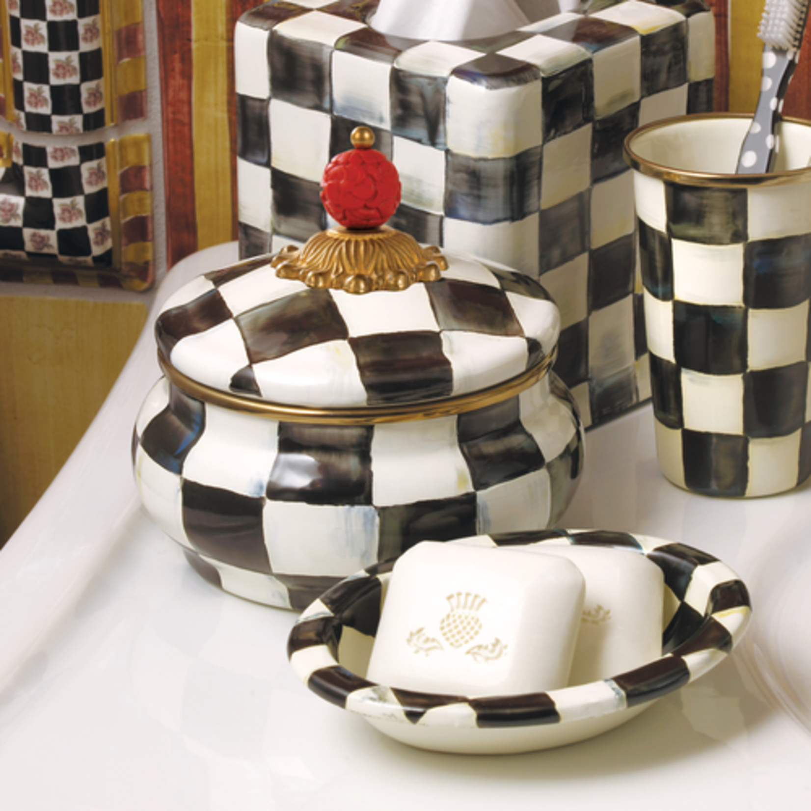 MacKenzie-Childs courtly check squashed pot