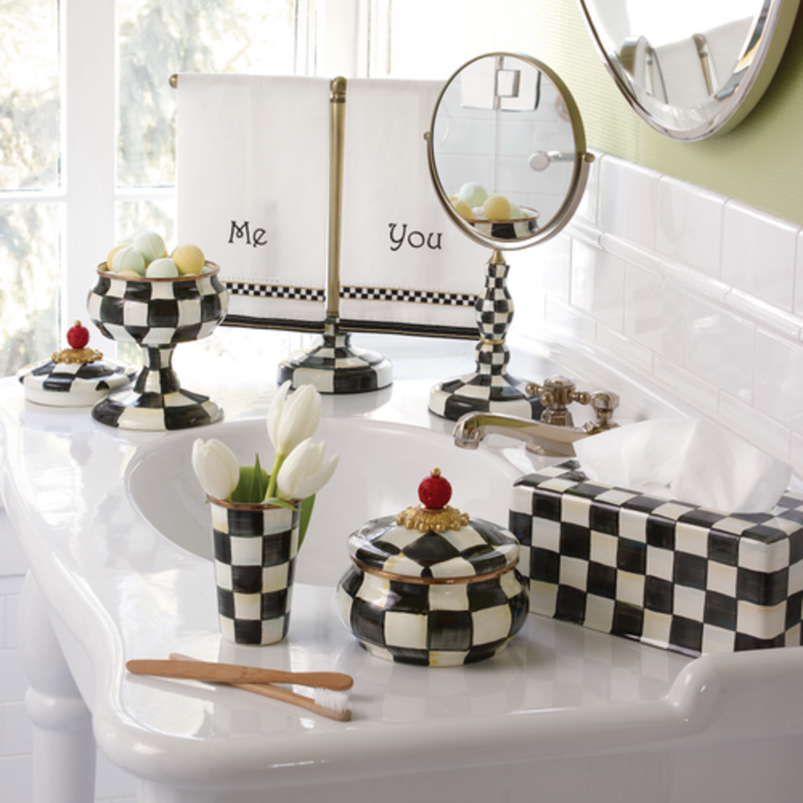 MacKenzie-Childs courtly check squashed pot