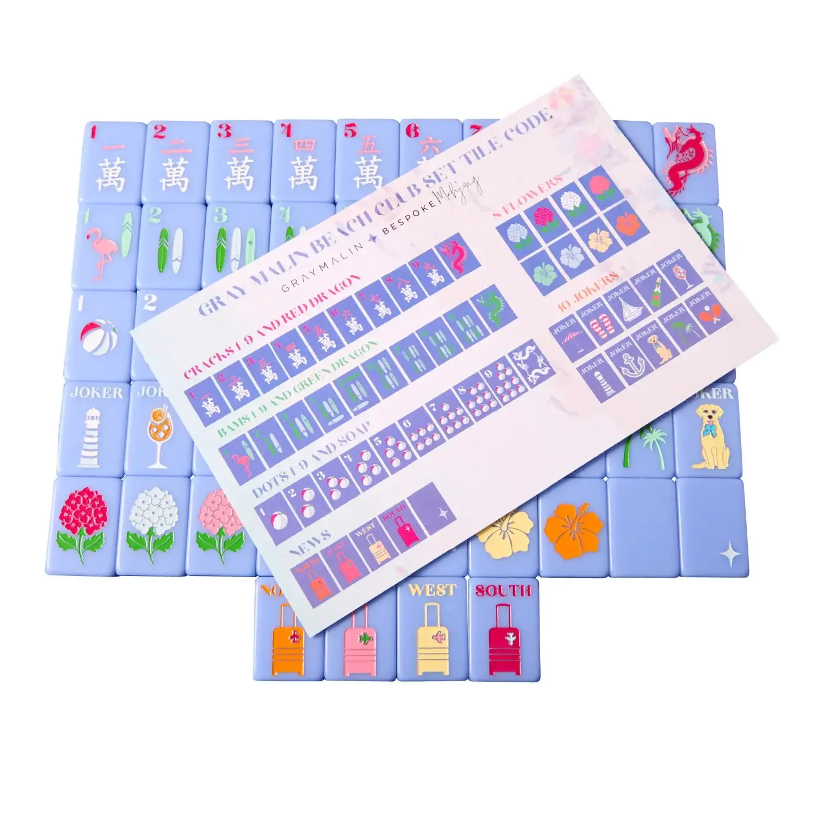 Bespoke Mahjong Bespoke X Gray Malin Beach Club Mahjong Tiles - Cabana Blue