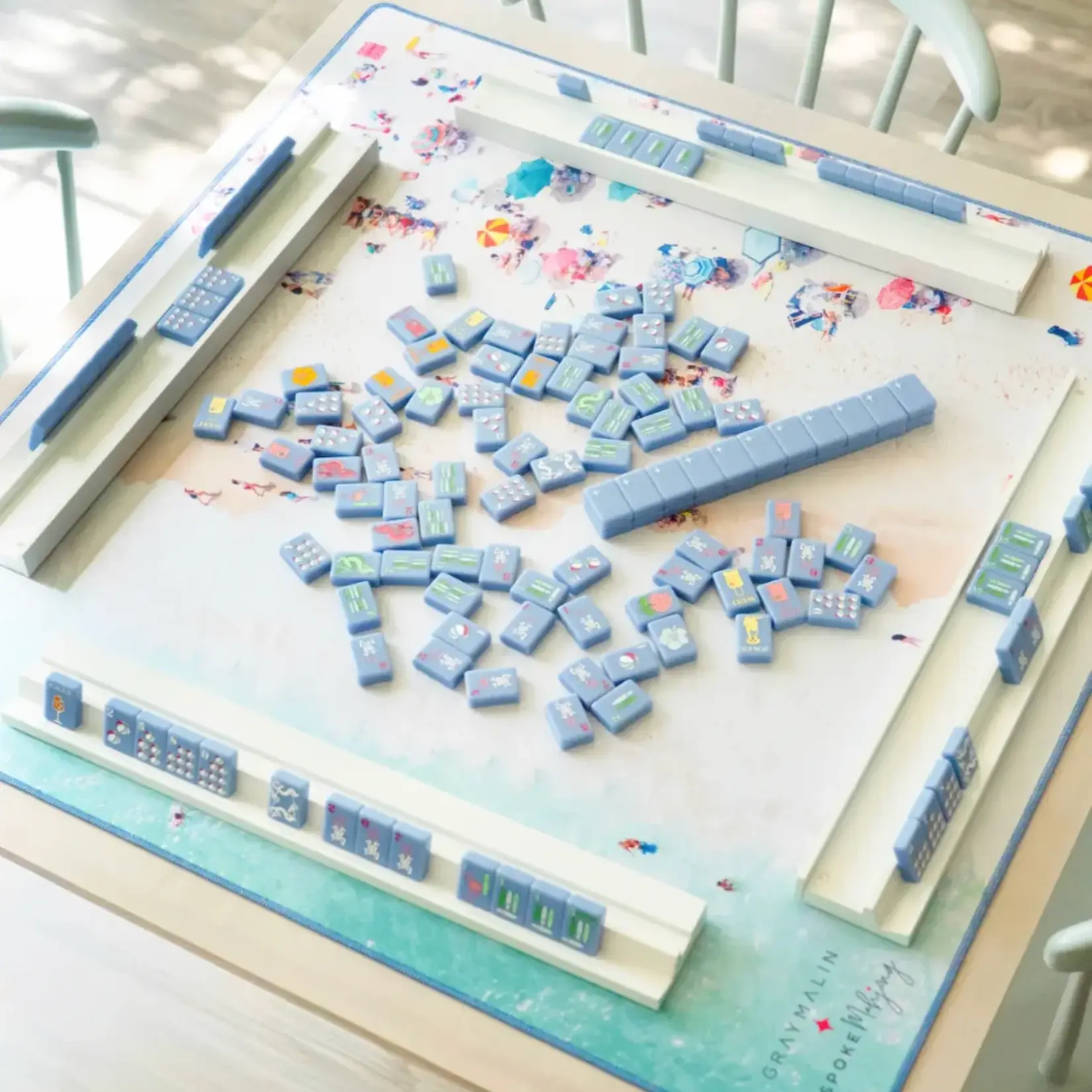 Bespoke Mahjong Bespoke X Gray Malin Beach Club Mahjong Tiles - Cabana Blue