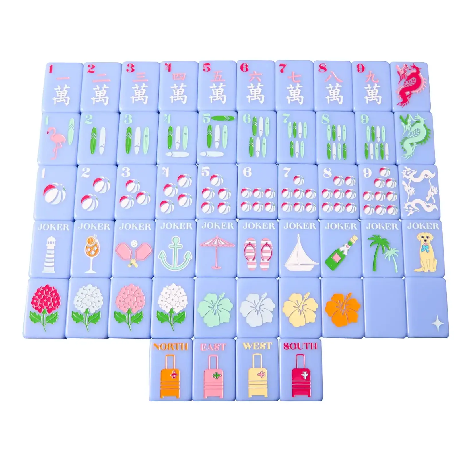 Bespoke Mahjong Bespoke X Gray Malin Beach Club Mahjong Tiles - Cabana Blue