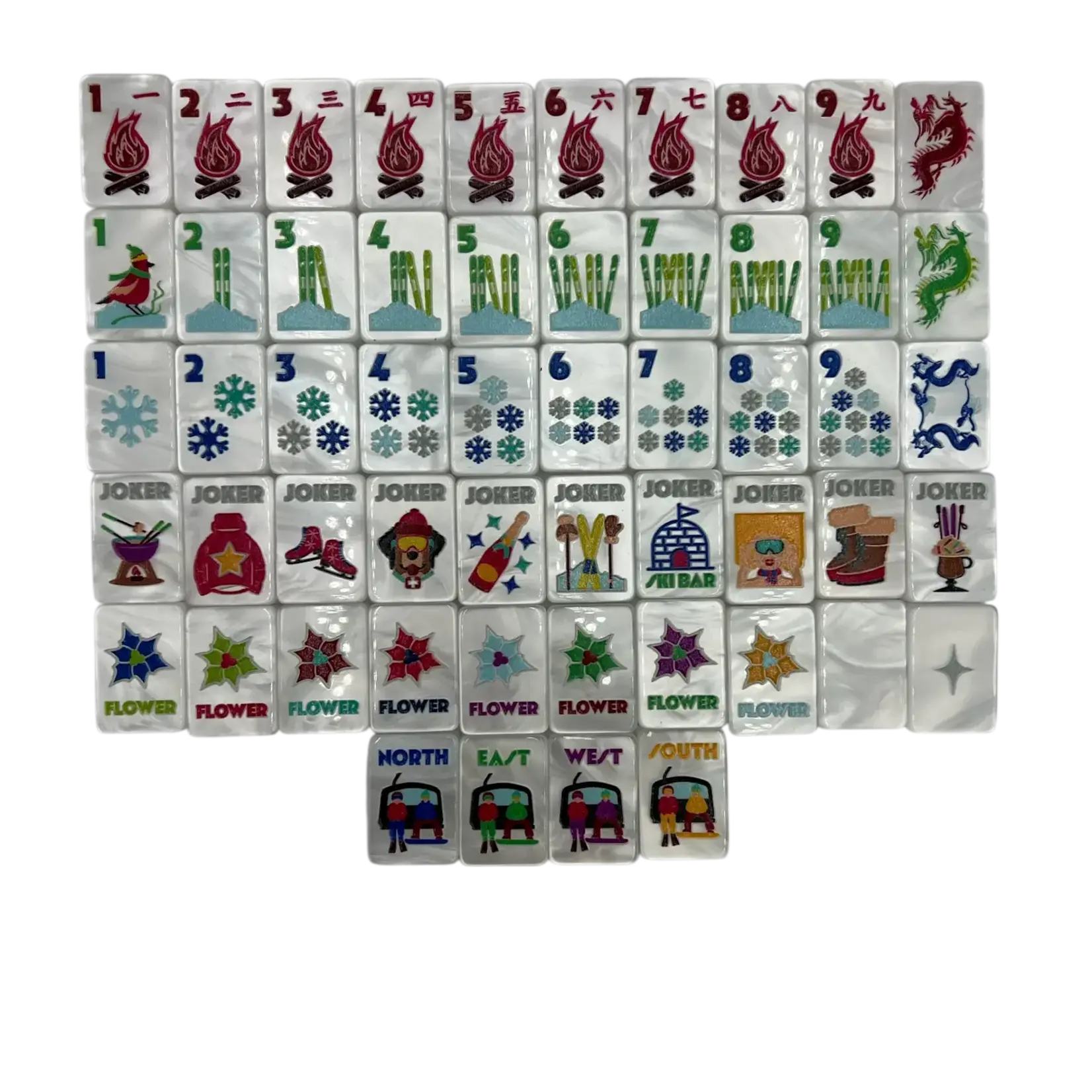 Bespoke Mahjong The Chalet - Frosty Pearl White Mahjong Tiles