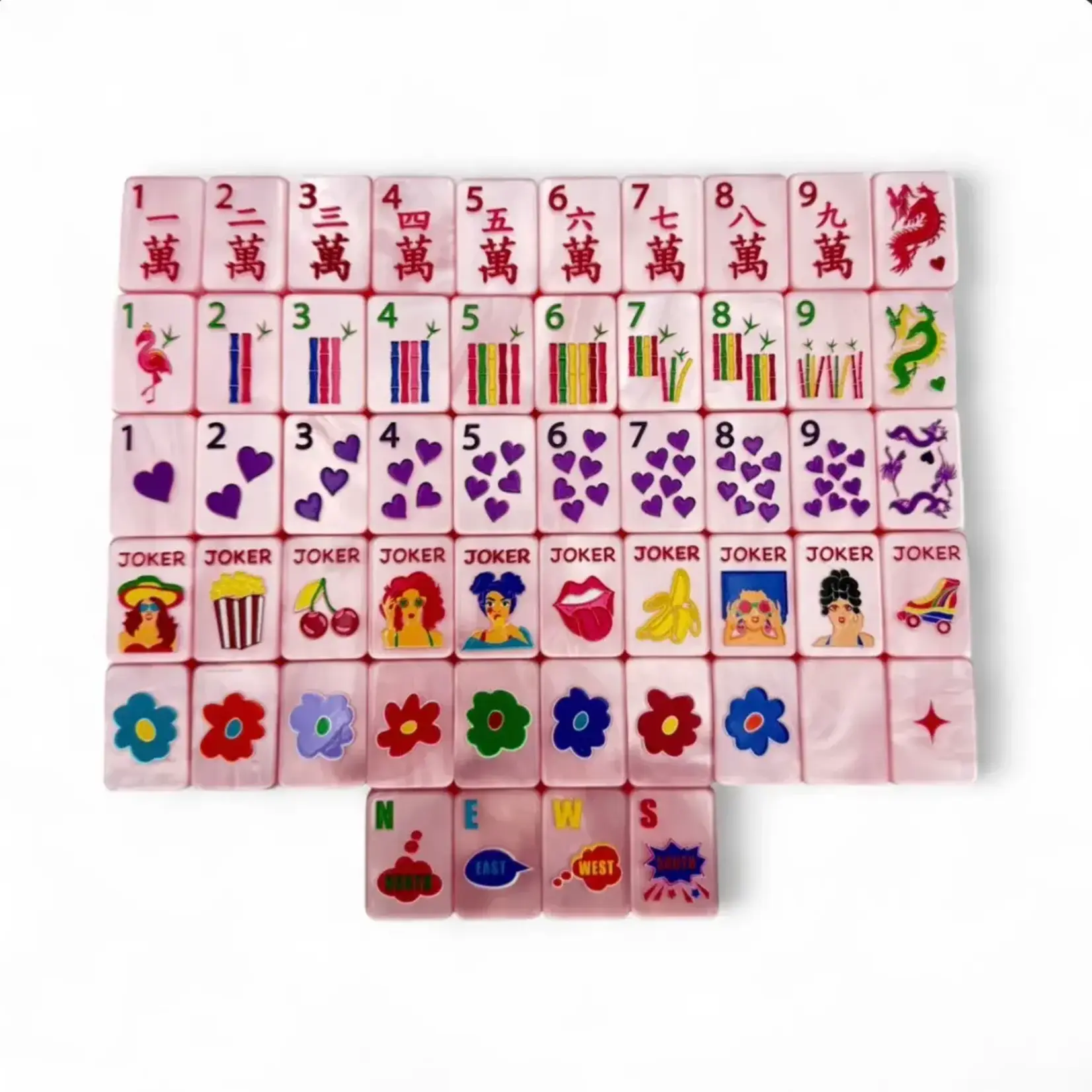 Bespoke Mahjong POP DIVA - COTTON CANDY PINK PEARL MAHJONG TILES