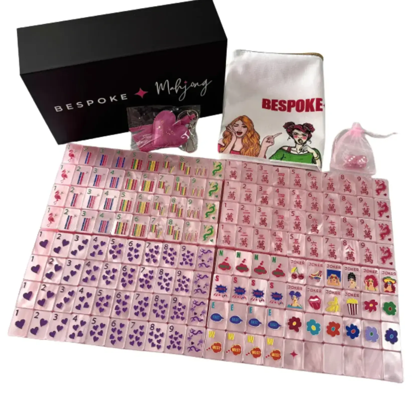 Bespoke Mahjong POP DIVA - COTTON CANDY PINK PEARL MAHJONG TILES