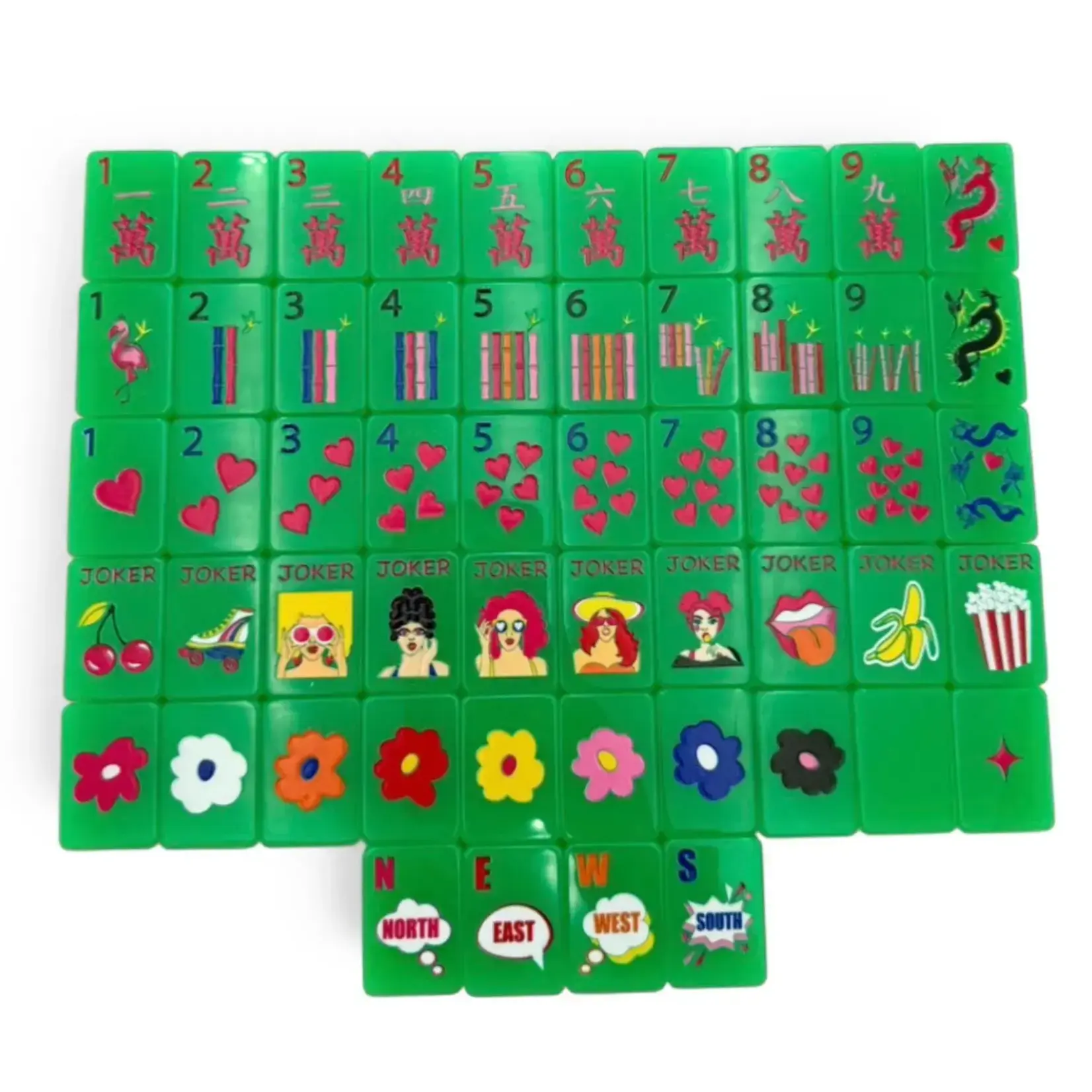Bespoke Mahjong Pop Diva - Disco Green Mahjong Tiles
