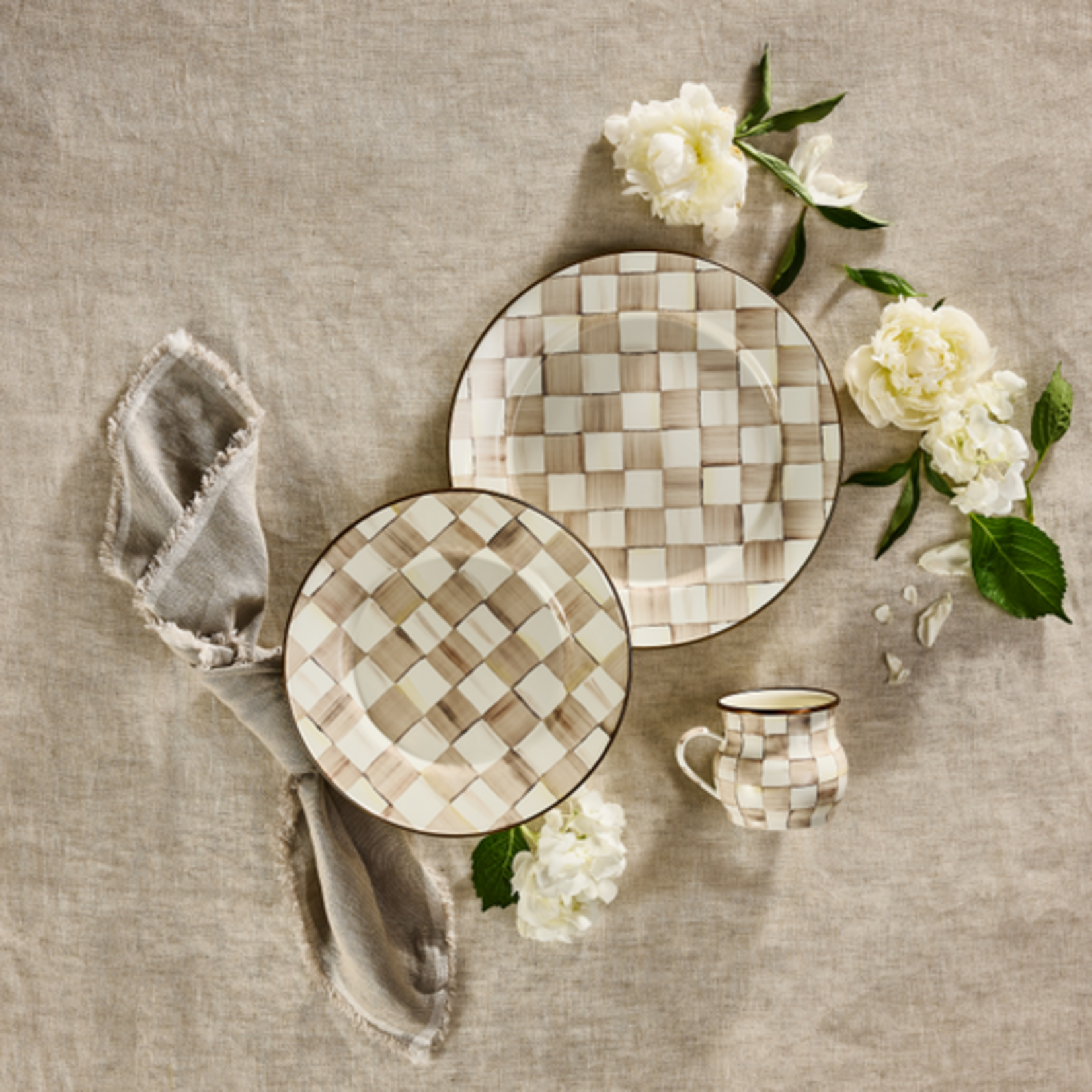 MacKenzie-Childs mocha check charger/plate