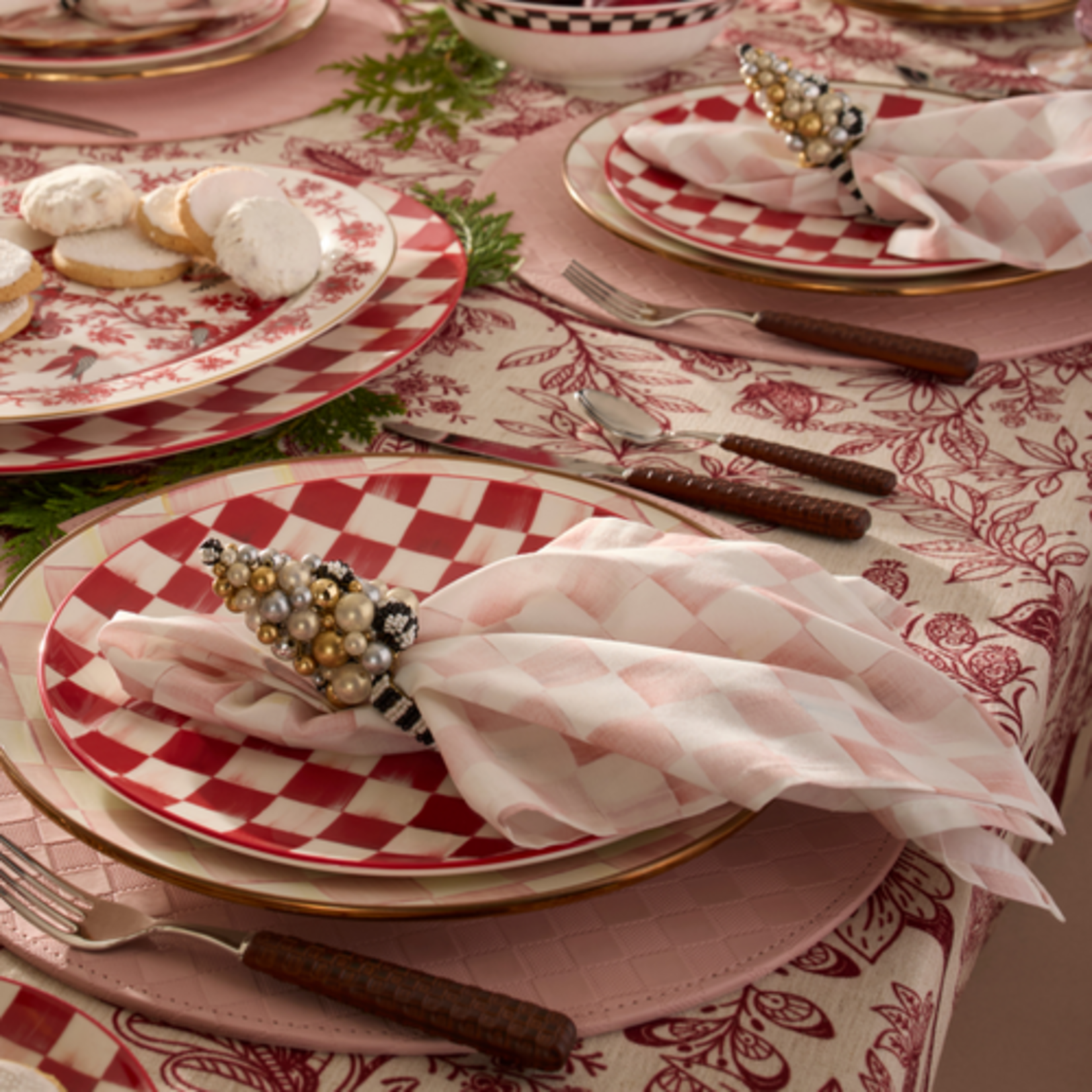 MacKenzie-Childs rosy check napkin