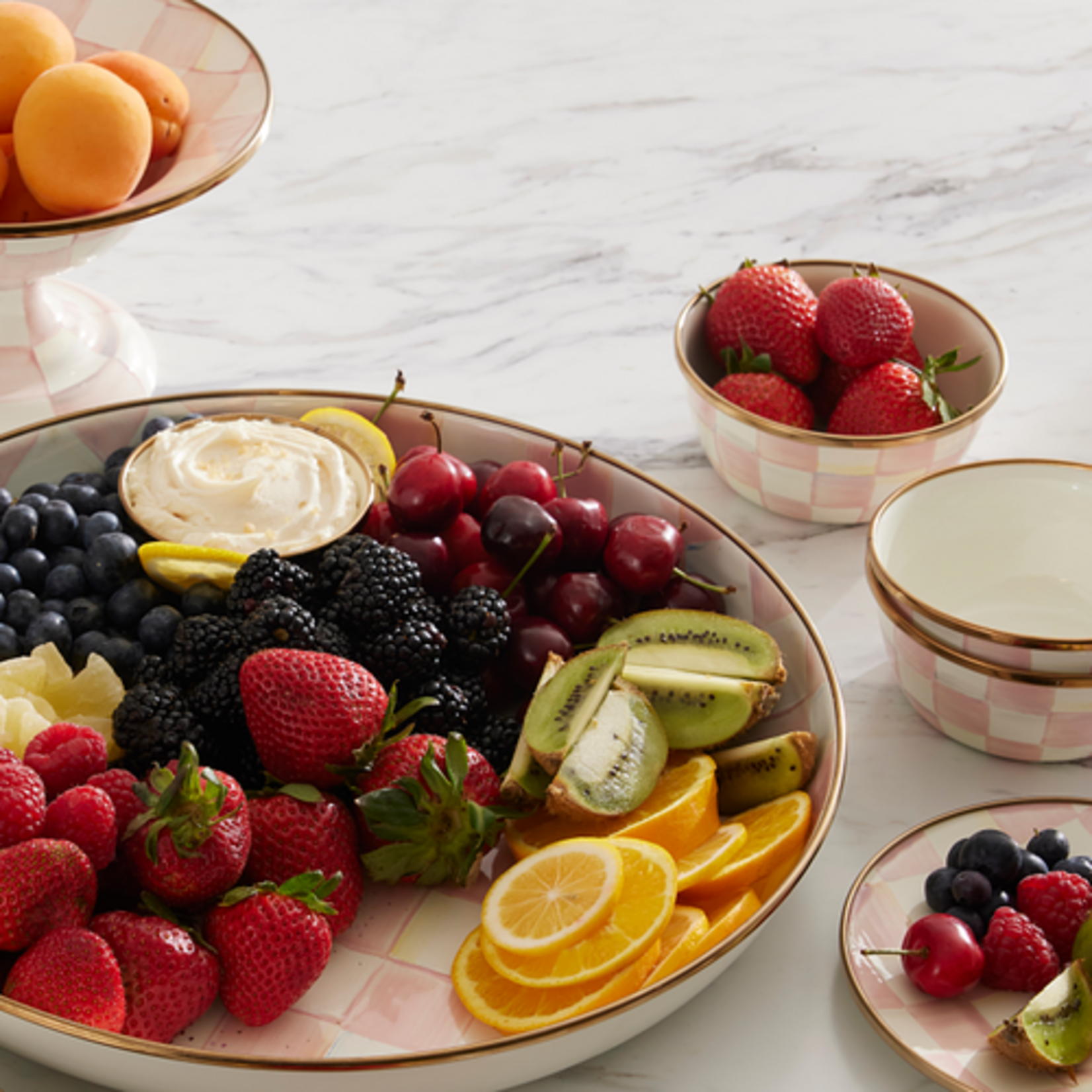 MacKenzie-Childs rosy check pinch bowl