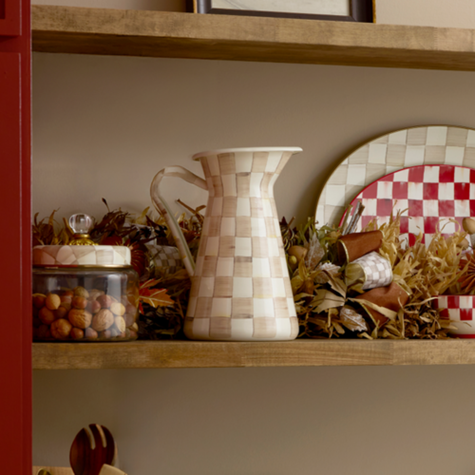 MacKenzie-Childs mocha check large practical pitcher