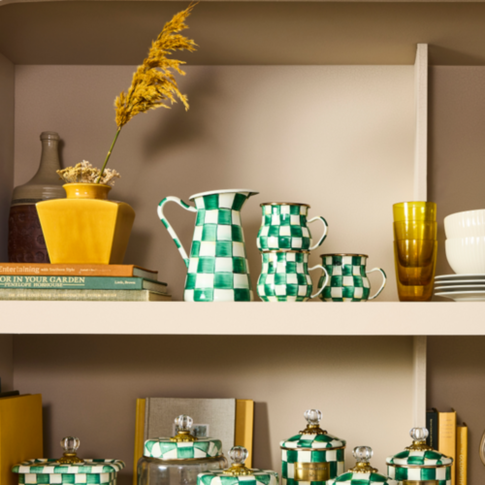 MacKenzie-Childs emerald check medium practical pitcher