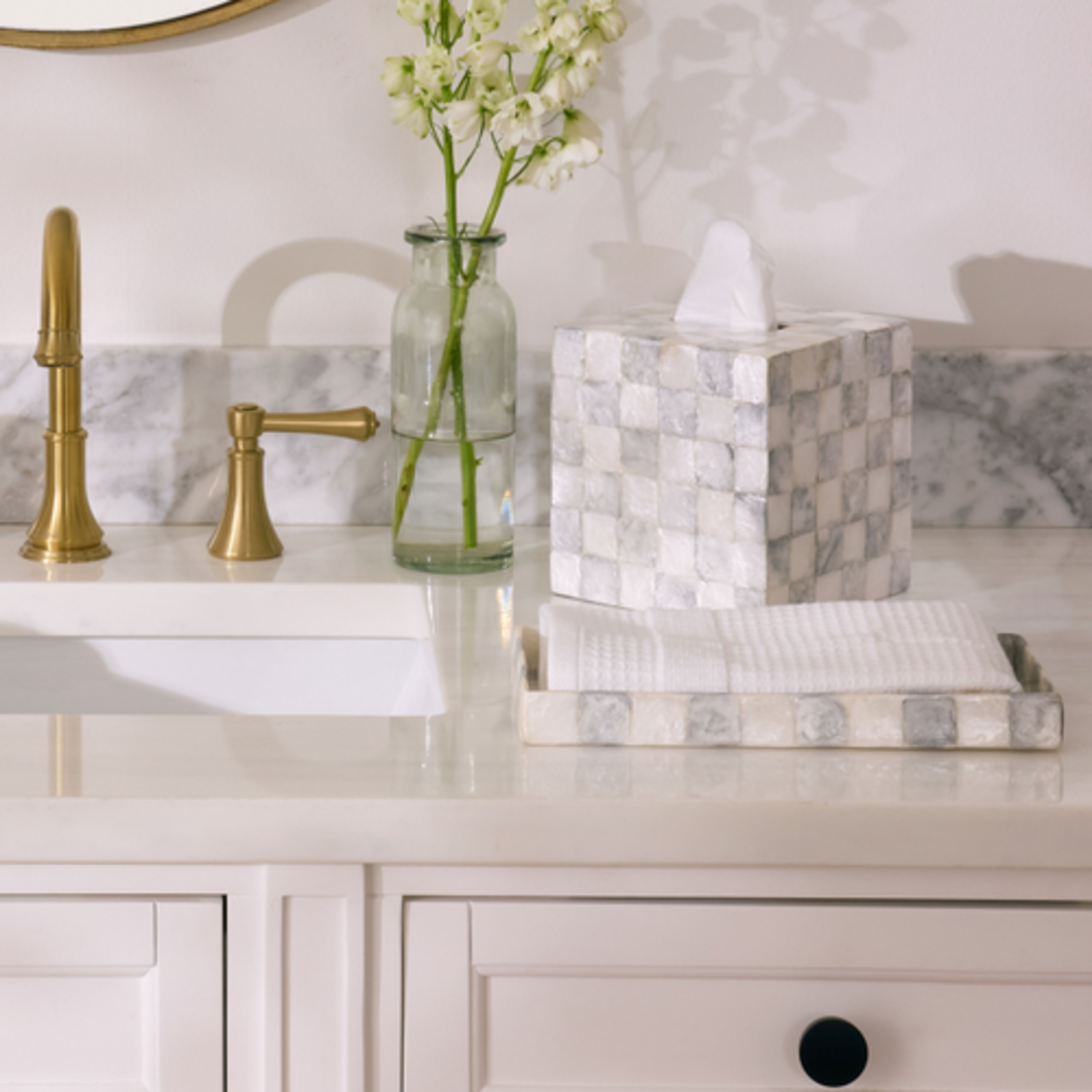 MacKenzie-Childs sterling check capiz vanity tray