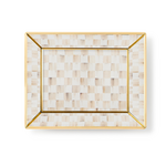 MacKenzie-Childs mocha check small glass vanity tray