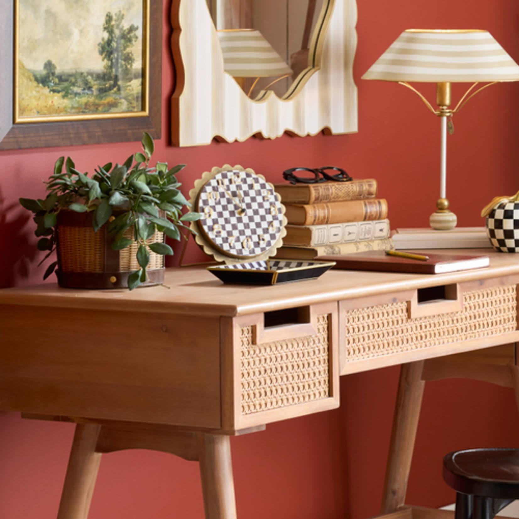 MacKenzie-Childs courtly check small glass tray