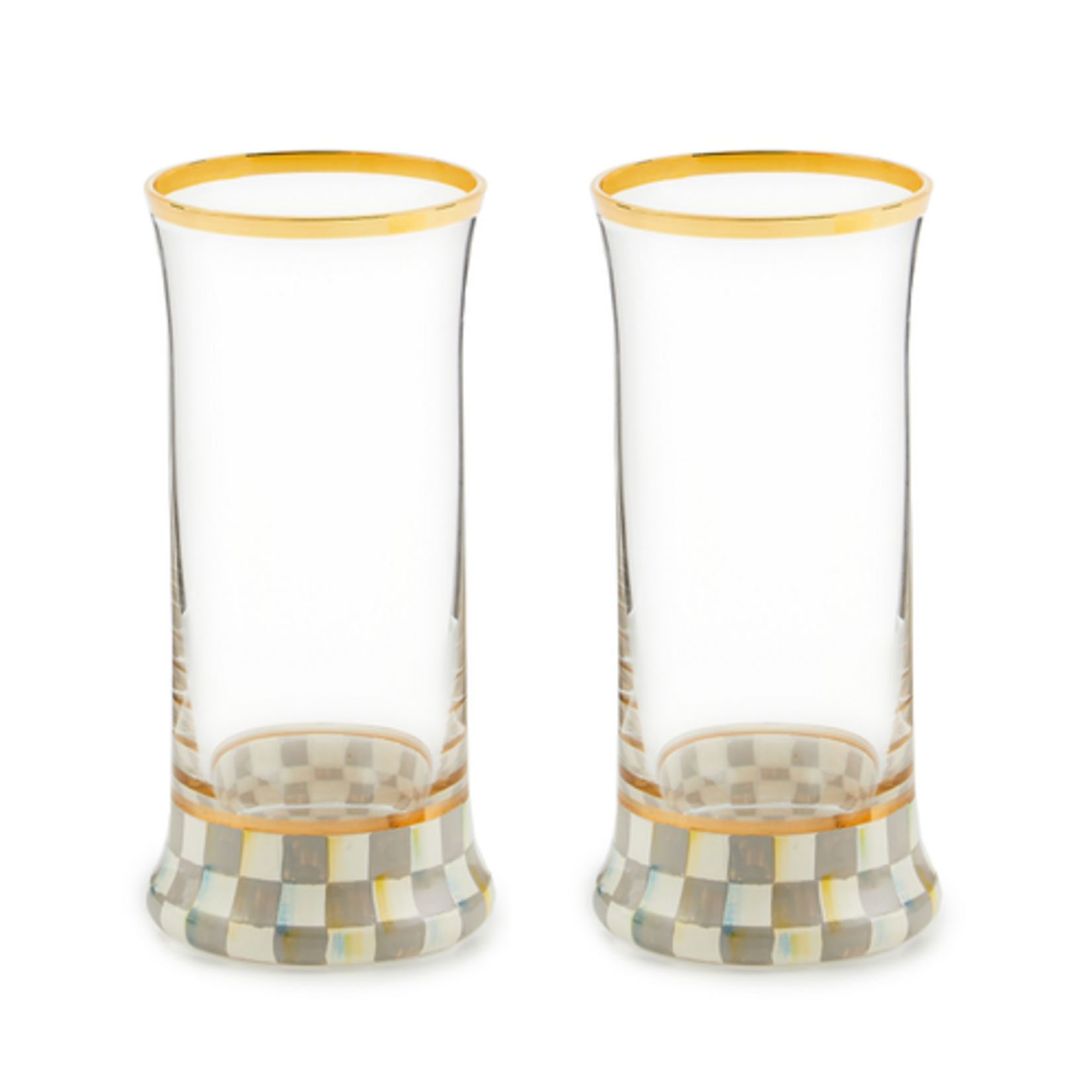 MacKenzie-Childs sterling check highball glass, set of 2