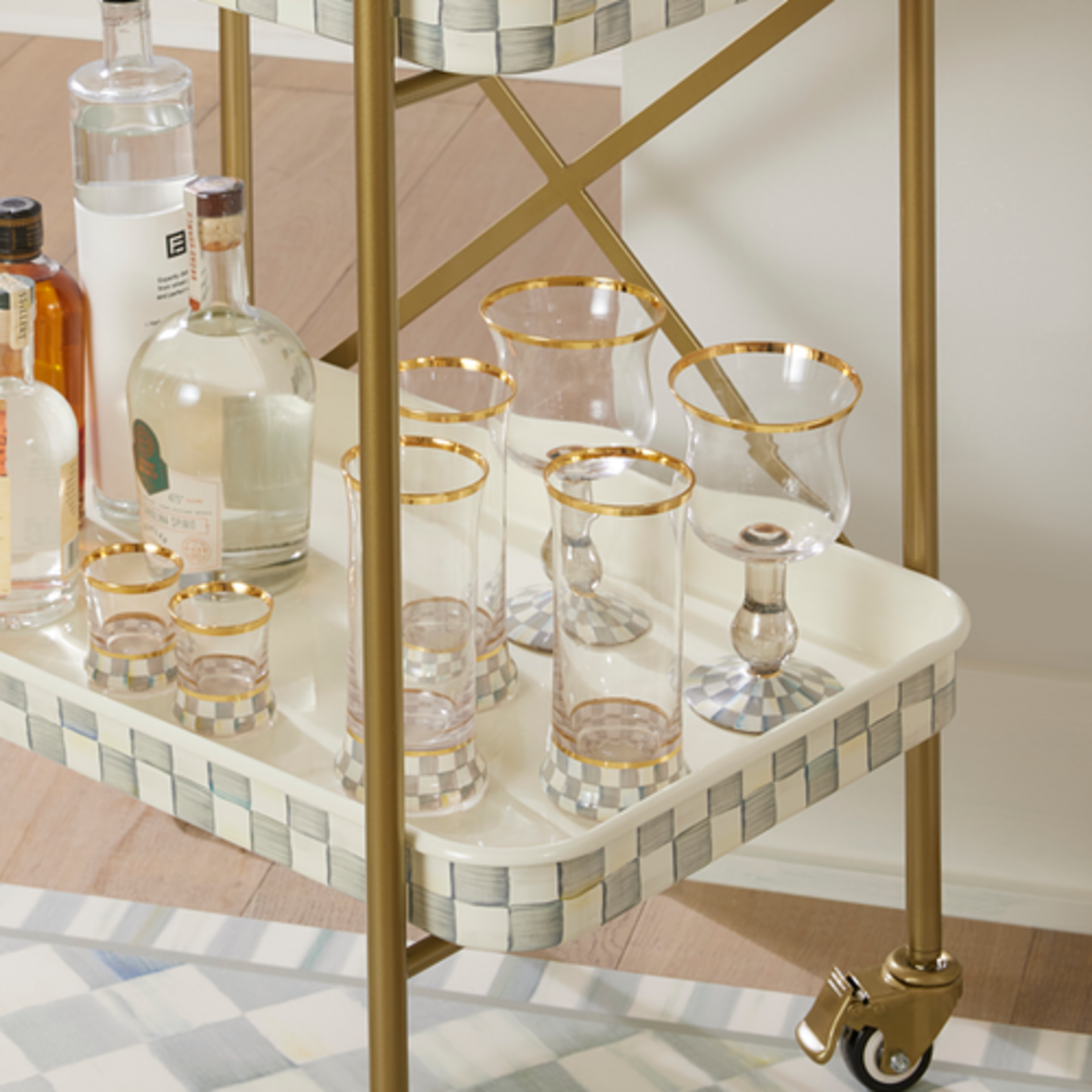 MacKenzie-Childs sterling check highball glass, set of 2