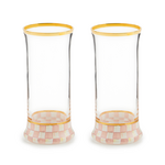 MacKenzie-Childs rosy check highball glass, set of 2