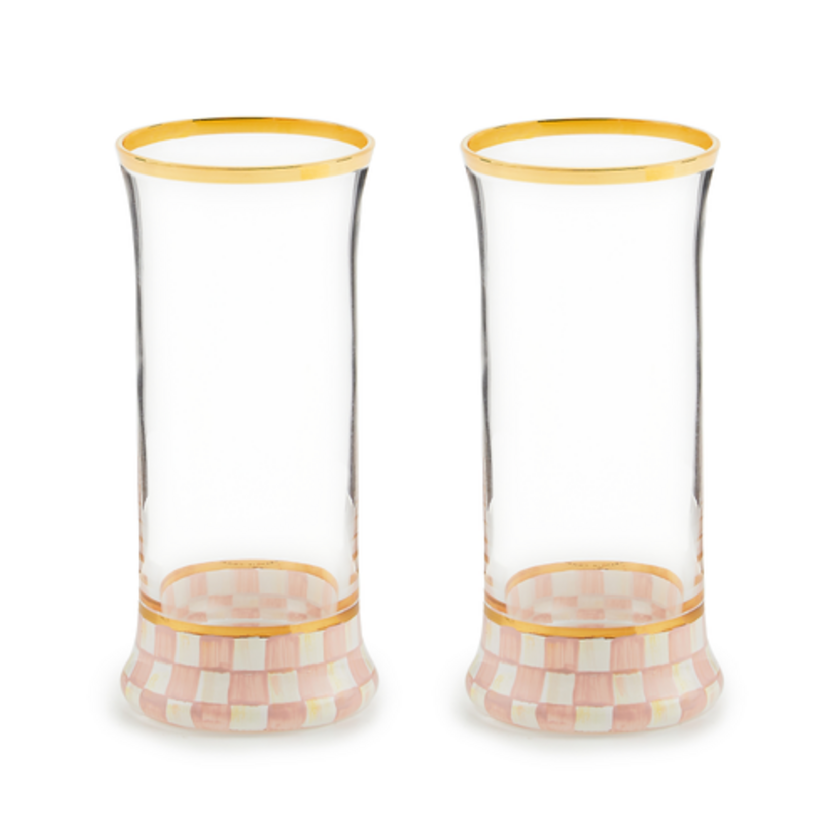 MacKenzie-Childs rosy check highball glass, set of 2