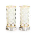 MacKenzie-Childs carnival white highball glass, set of 2