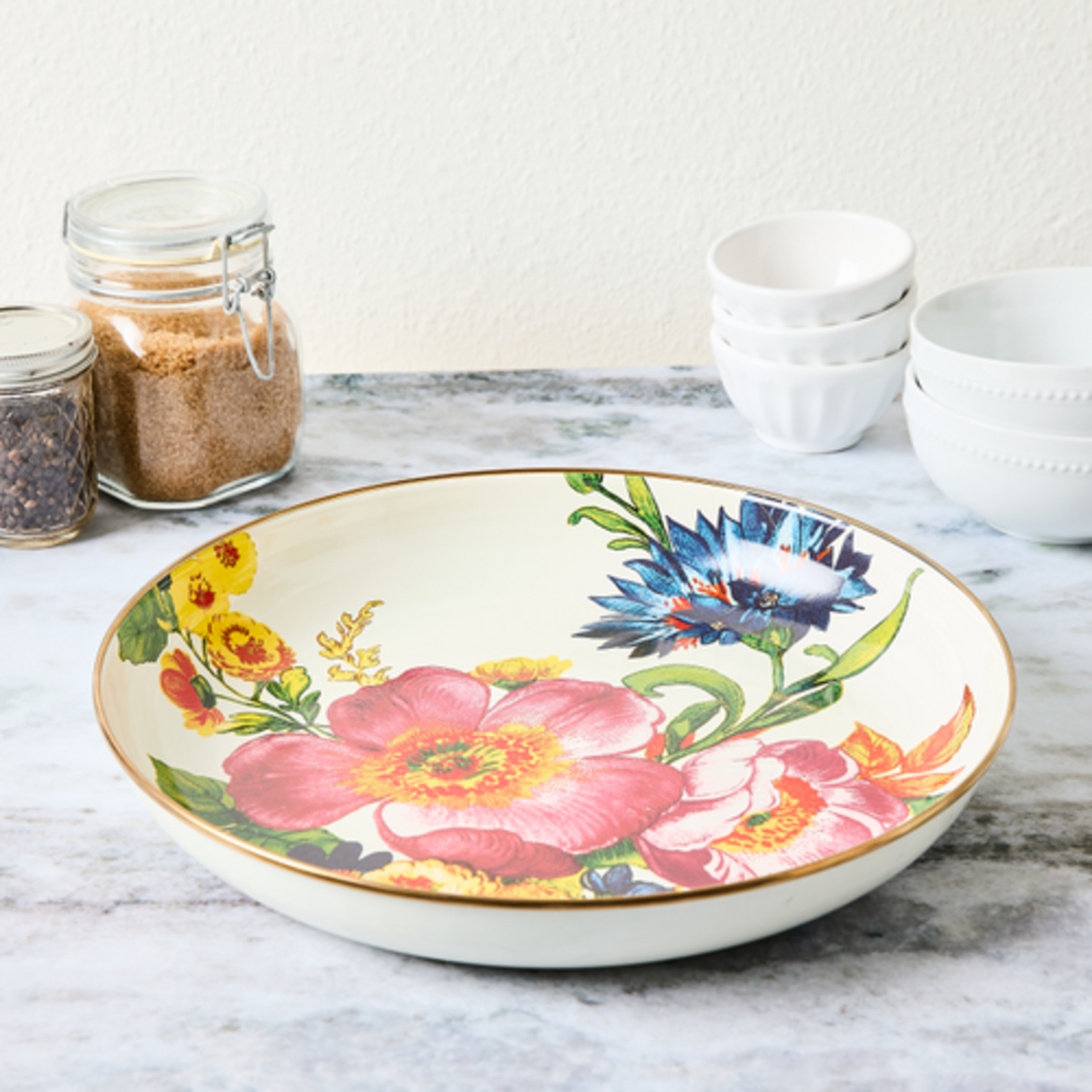 MacKenzie-Childs white flower market abundant bowl