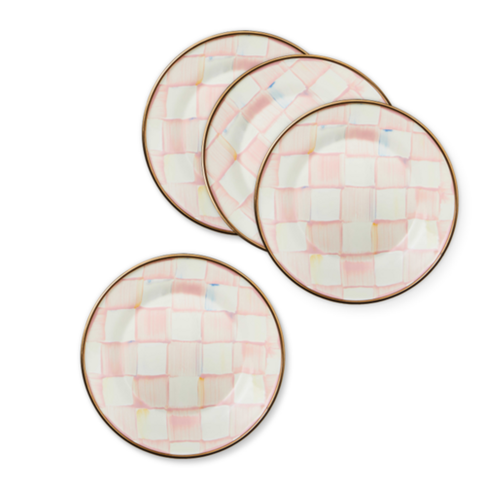 MacKenzie-Childs rosy check appetizer plates, set of 4