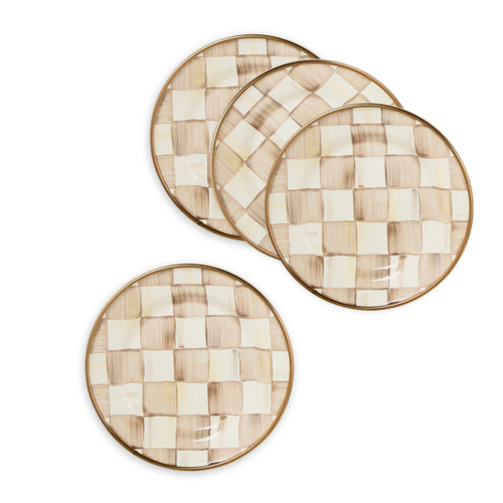 MacKenzie-Childs mocha check appetizer plates, set of 4