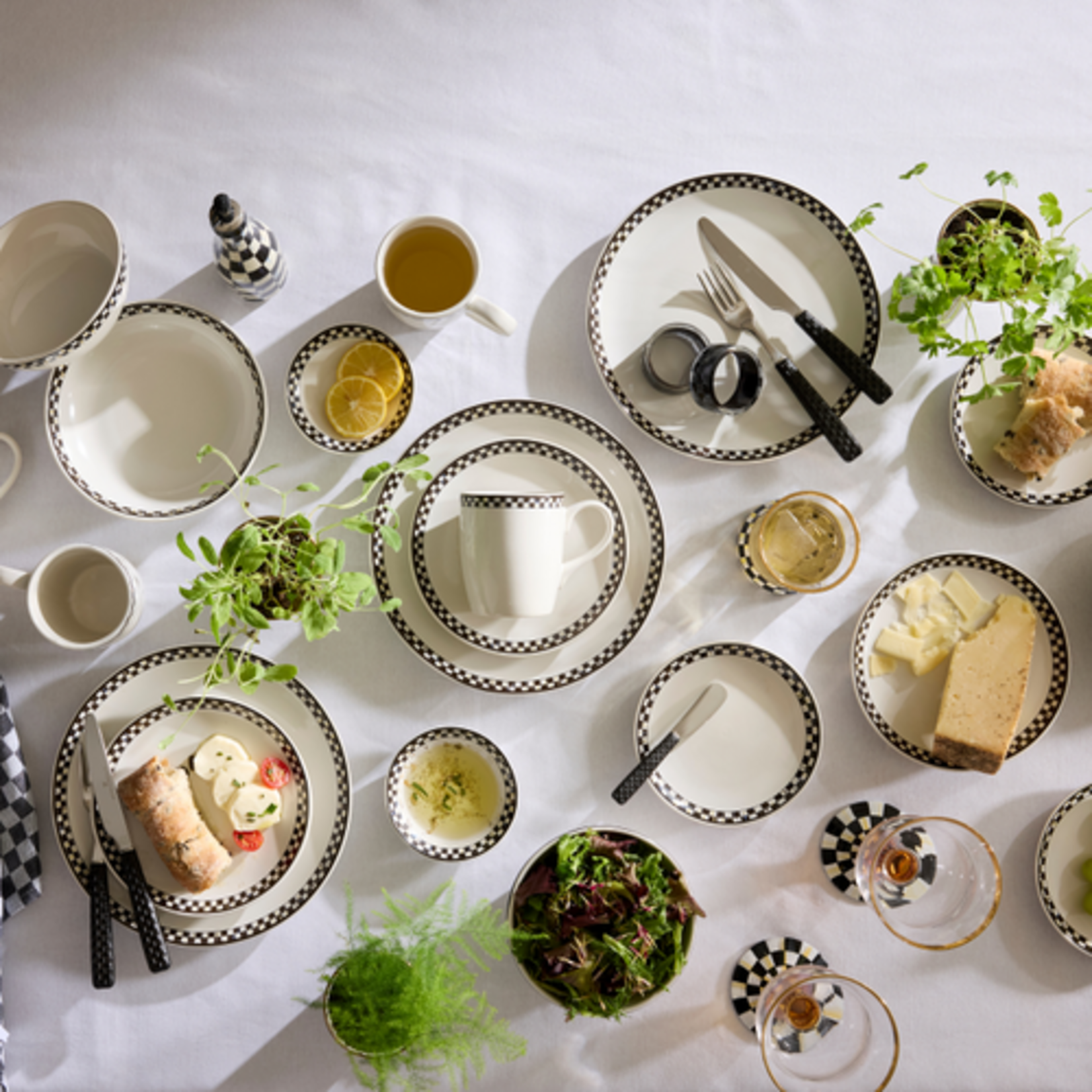 MacKenzie-Childs courtly check everyday lunch plates, set of 4