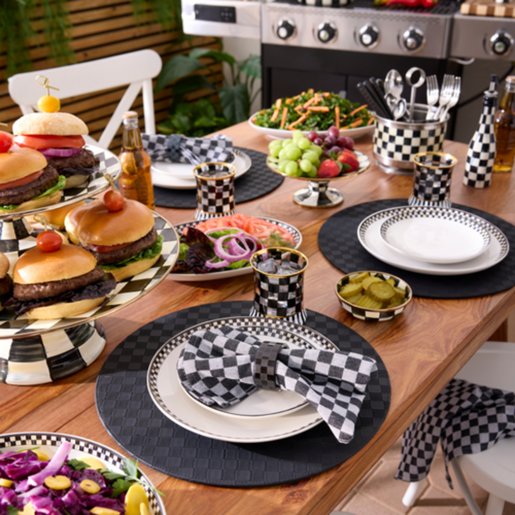 MacKenzie-Childs courtly check everyday lunch plates, set of 4