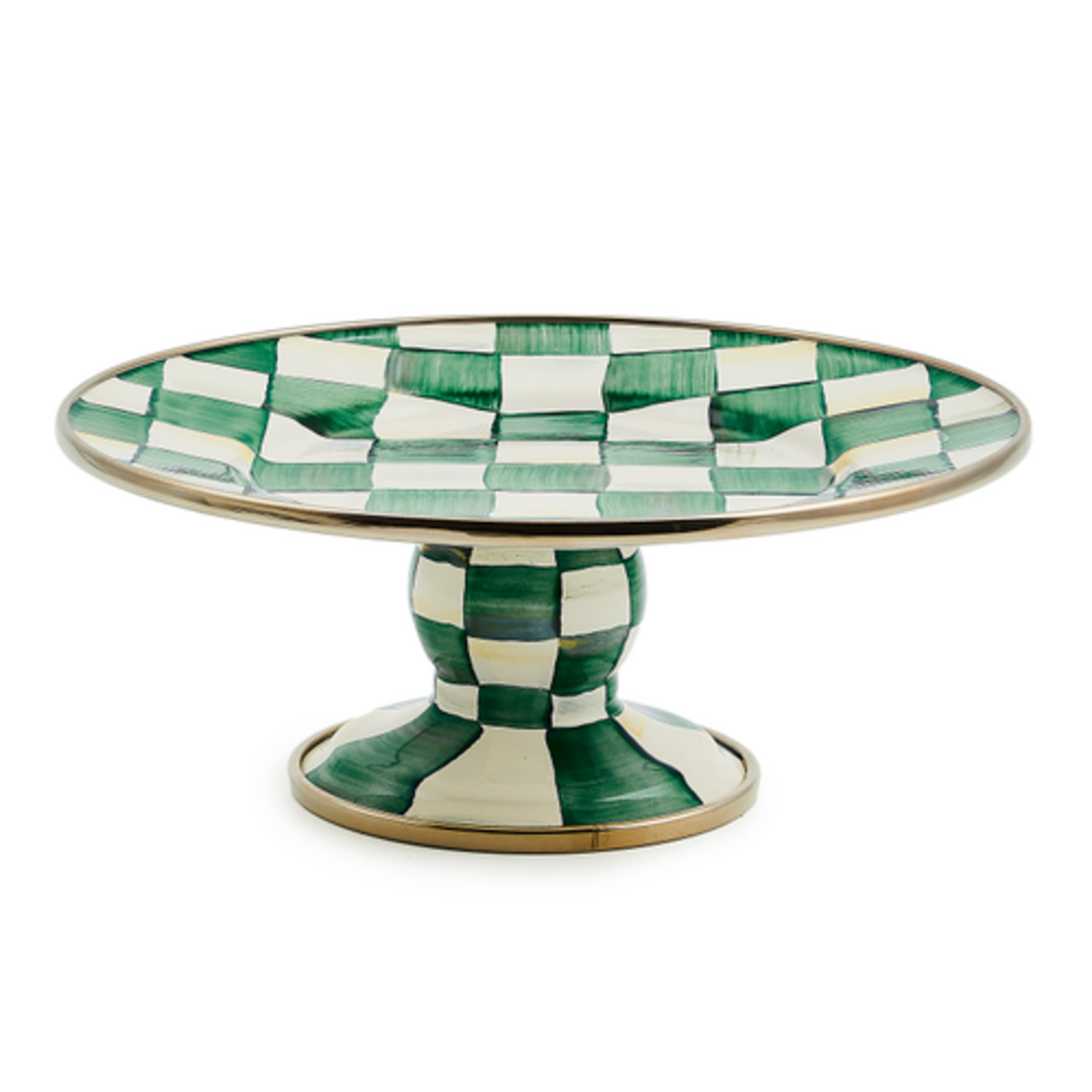 MacKenzie-Childs emerald check mini pedestal platter
