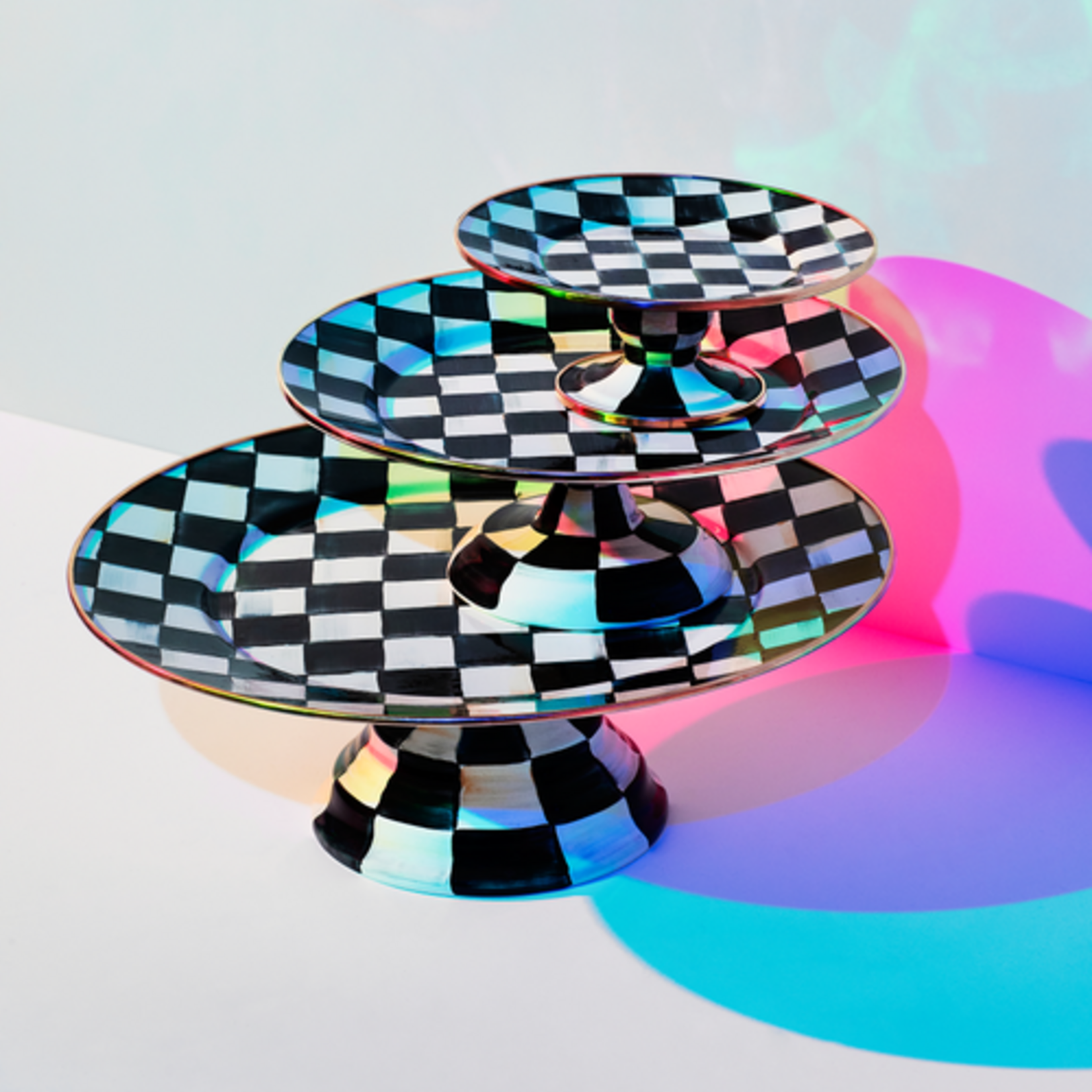 MacKenzie-Childs courtly check mini pedestal platter