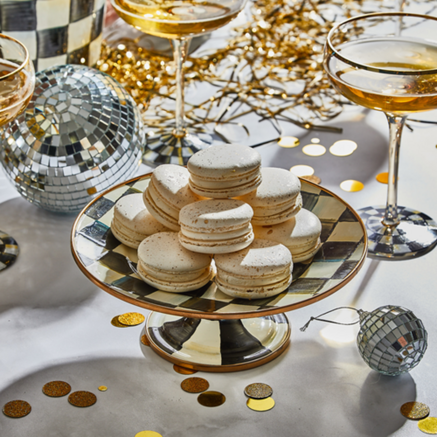 MacKenzie-Childs courtly check mini pedestal platter